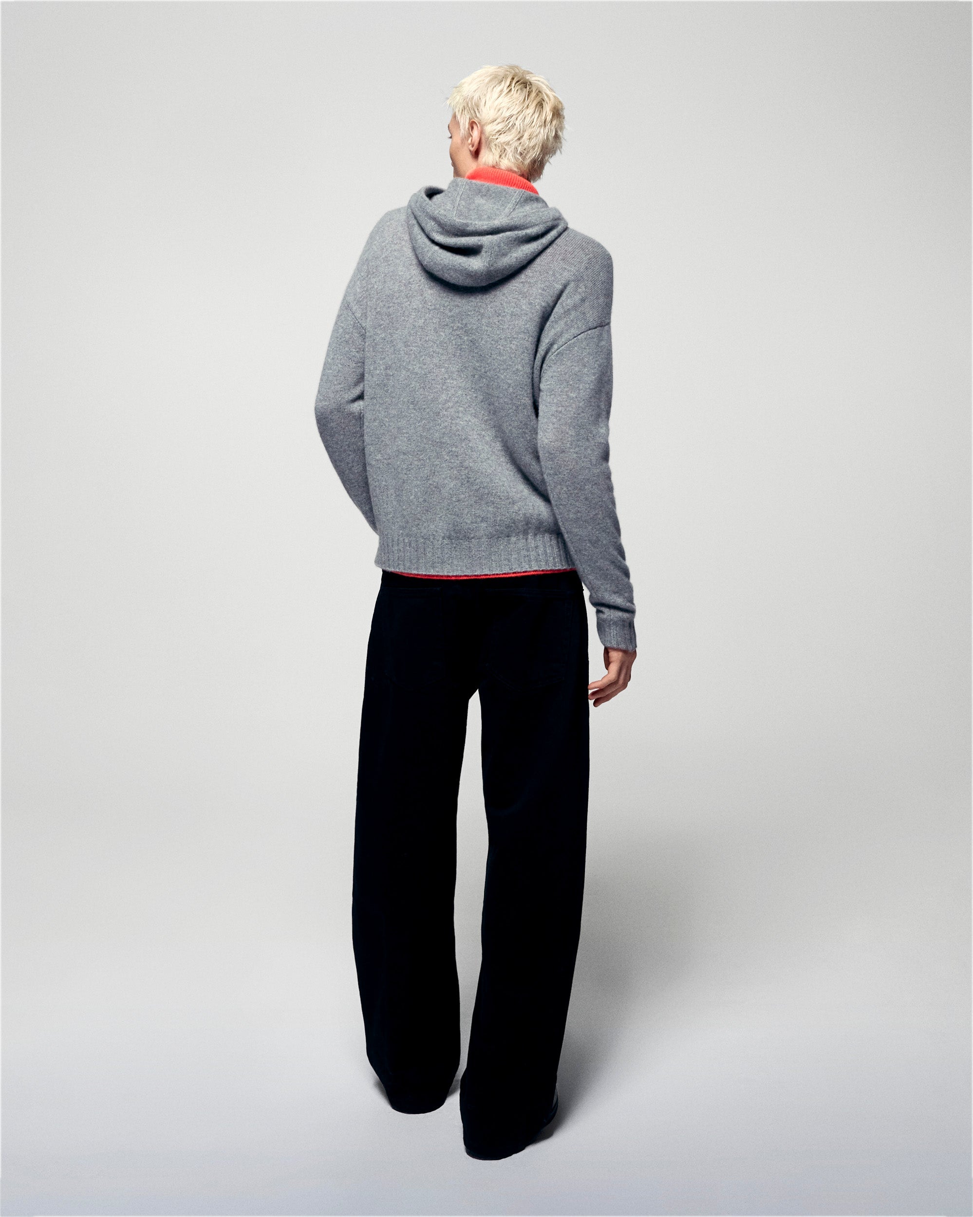 Contrasting Drawstring Hoodie (H25 / HOMME / Gris Chiné Foncé)