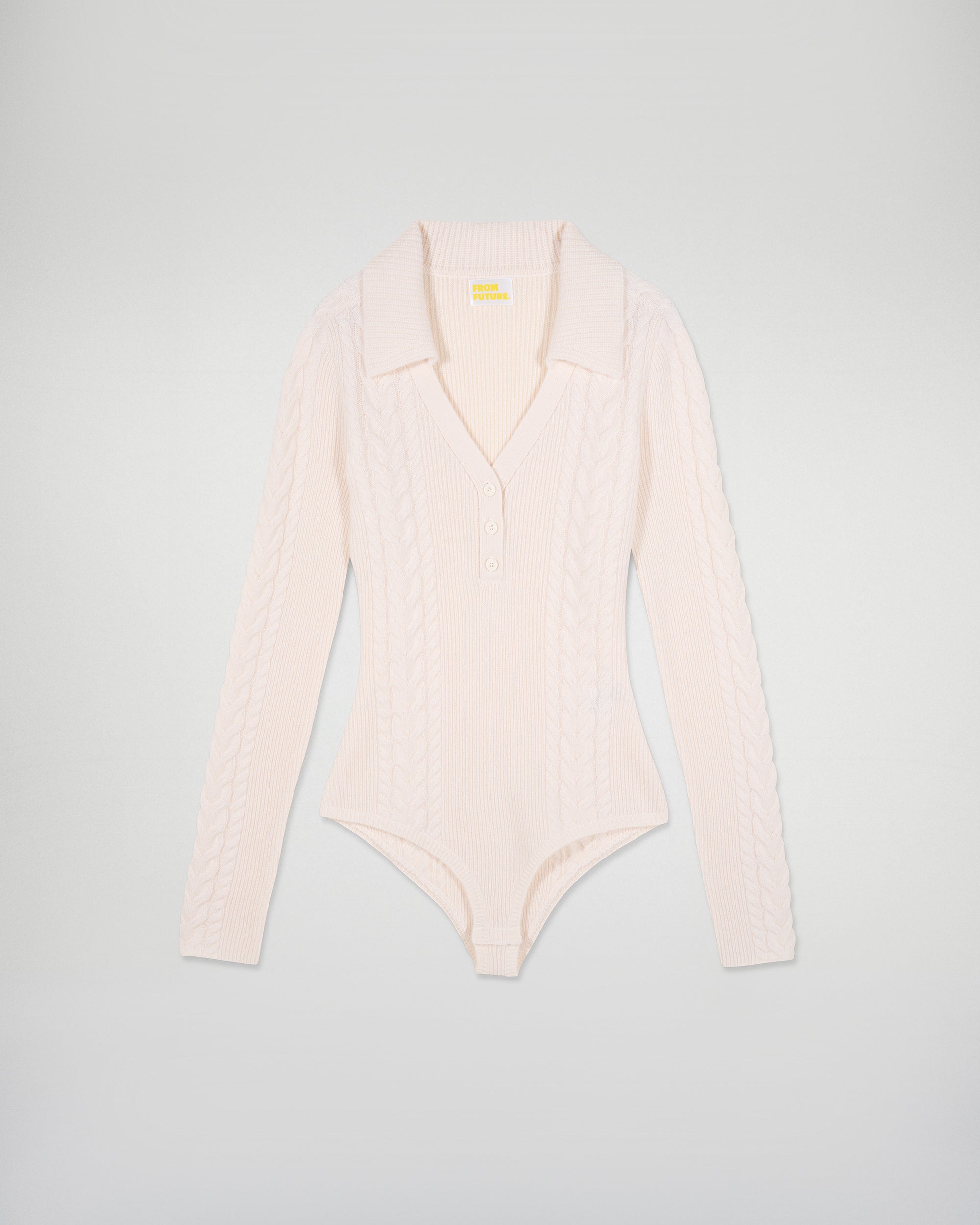 Long-Sleeved Cable Knit Bodysuit (H25 / FEMME / Ecru)