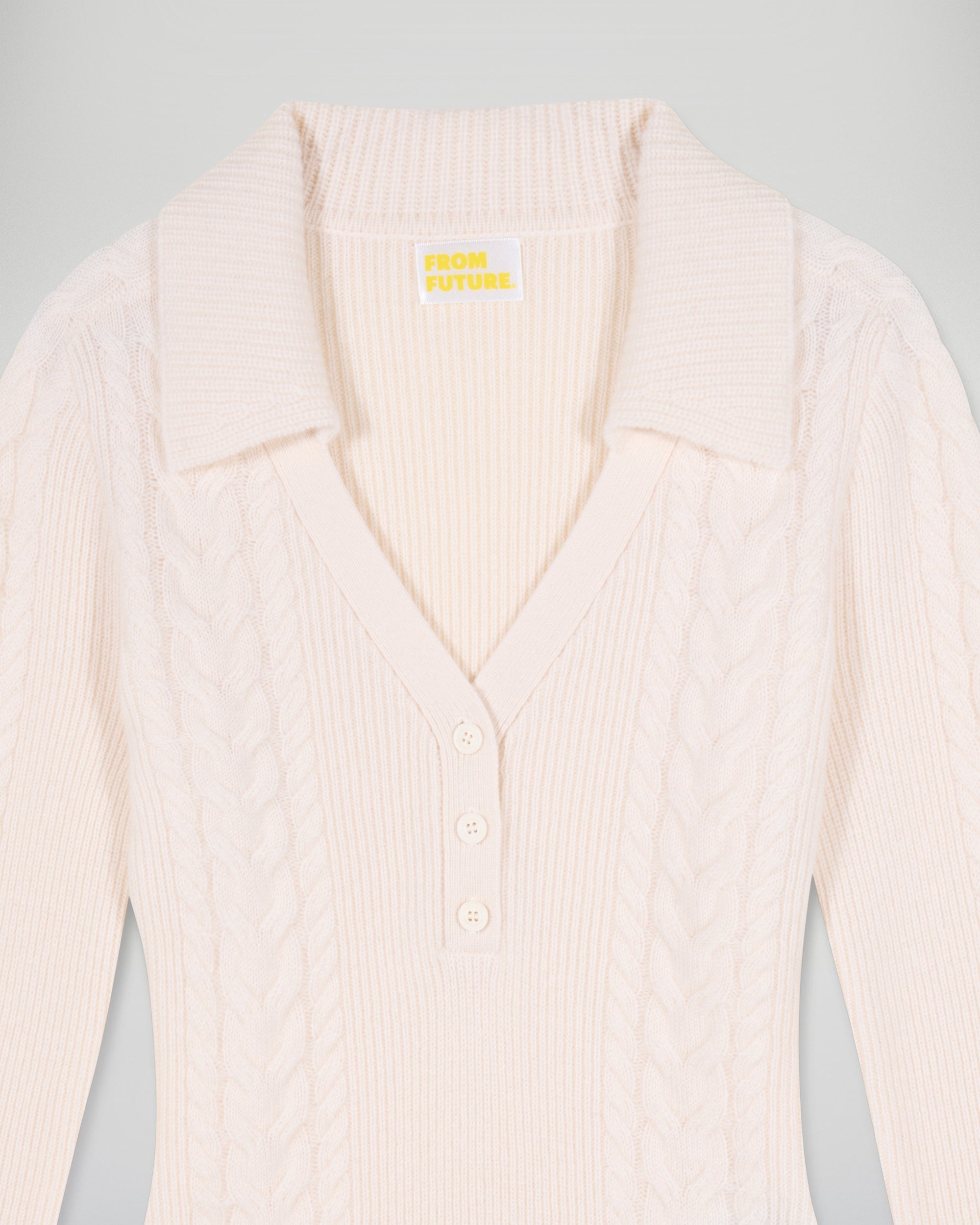 Long-Sleeved Cable Knit Bodysuit (H25 / FEMME / Ecru)