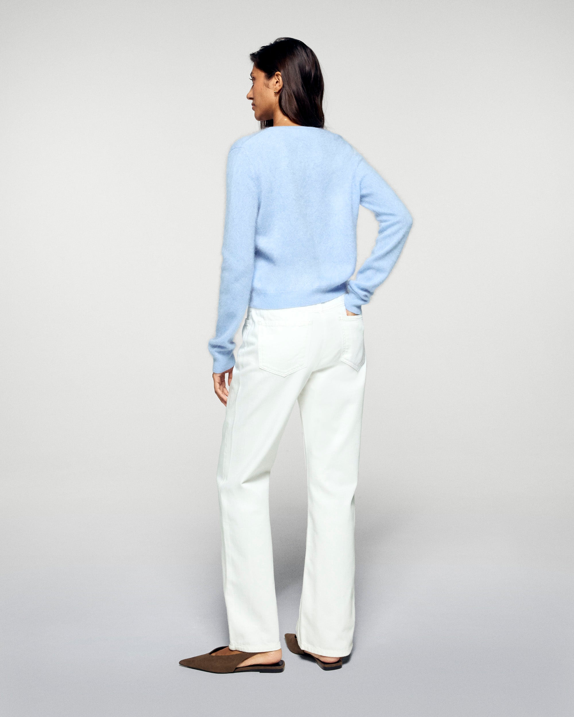 Brushed Cardigan Sweater (H25 / WOMEN / Smooth Blue)