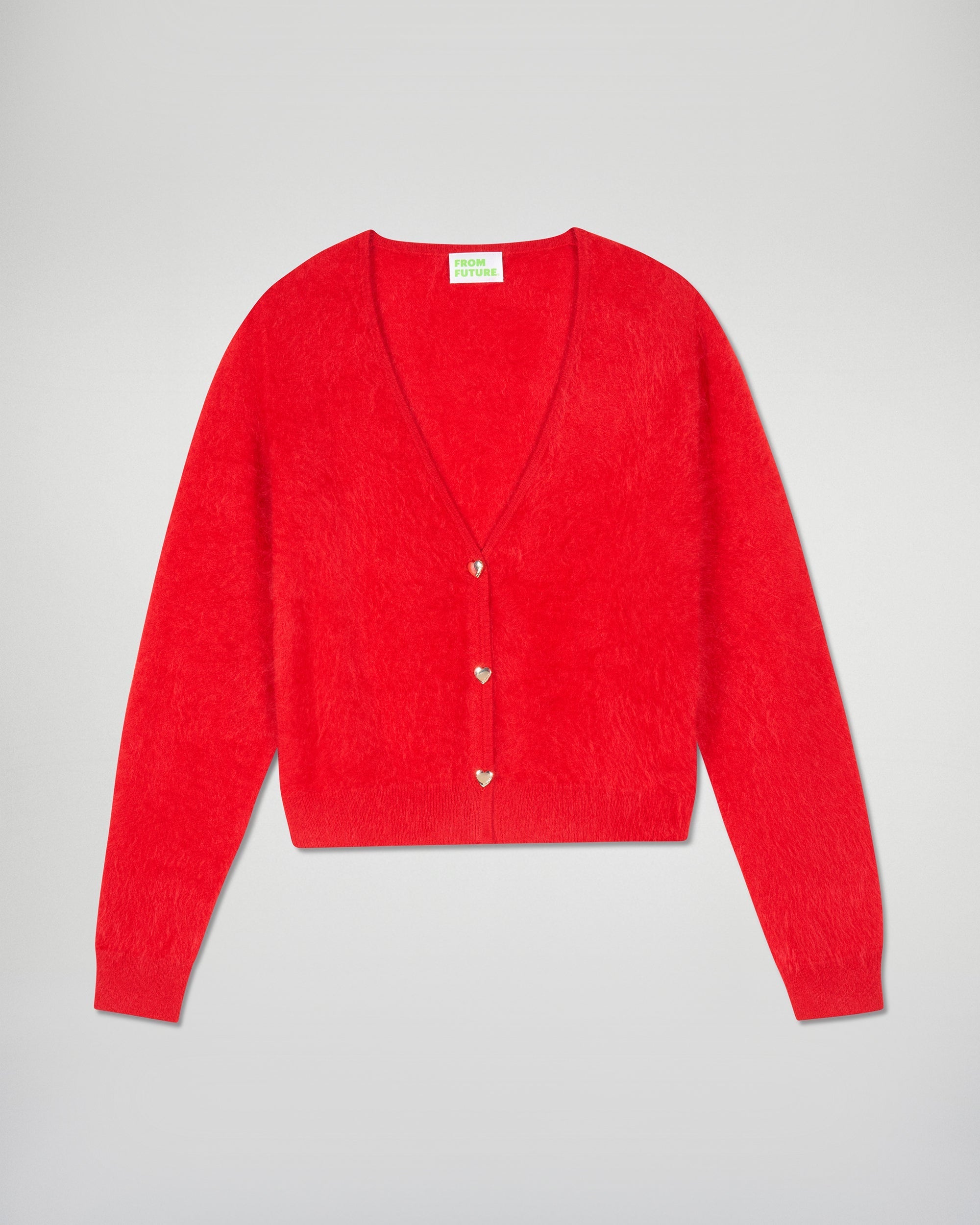 Brushed Cardigan Sweater (H25 / WOMEN / Hot Red)