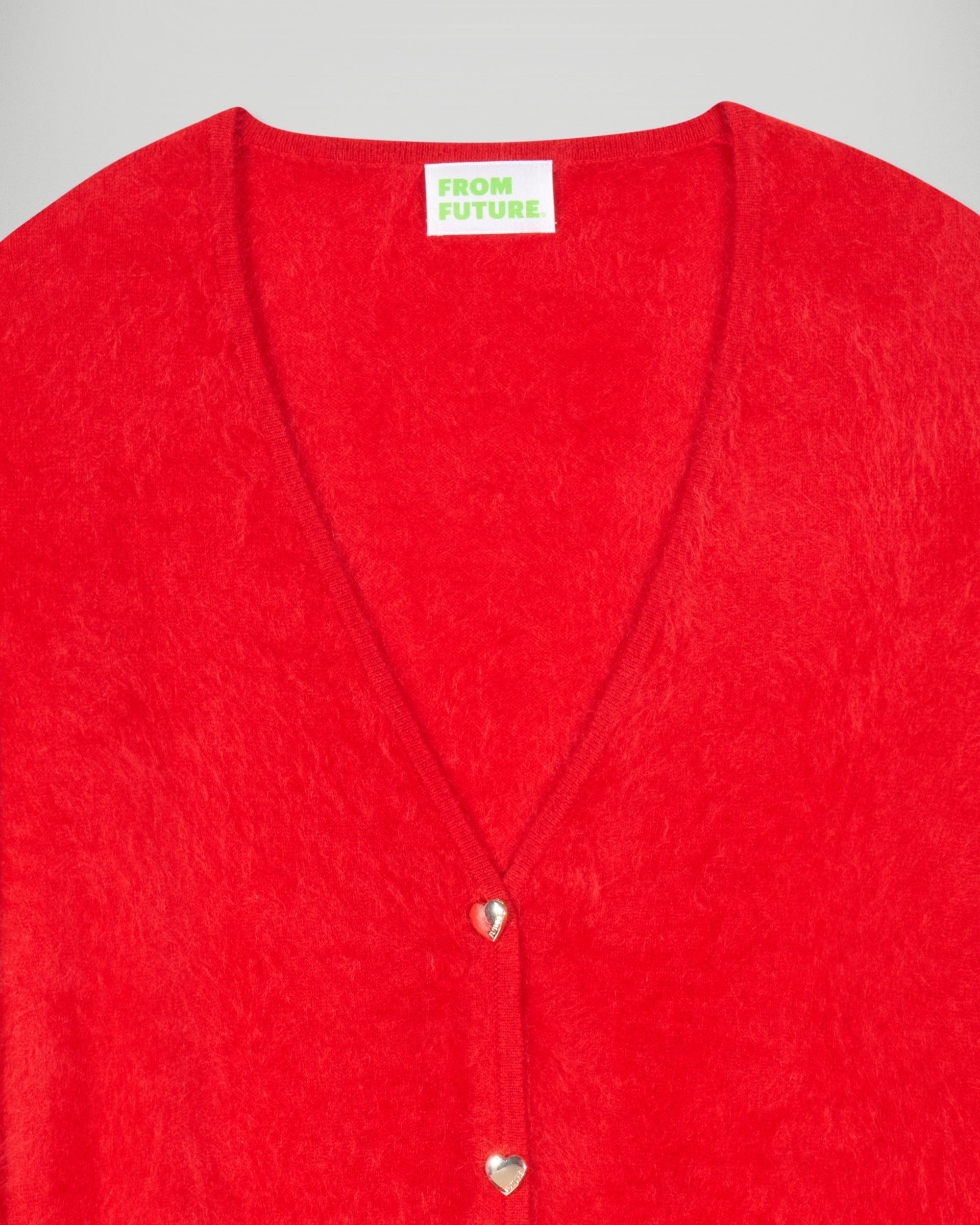 Brushed Cardigan Sweater (H25 / WOMEN / Hot Red)