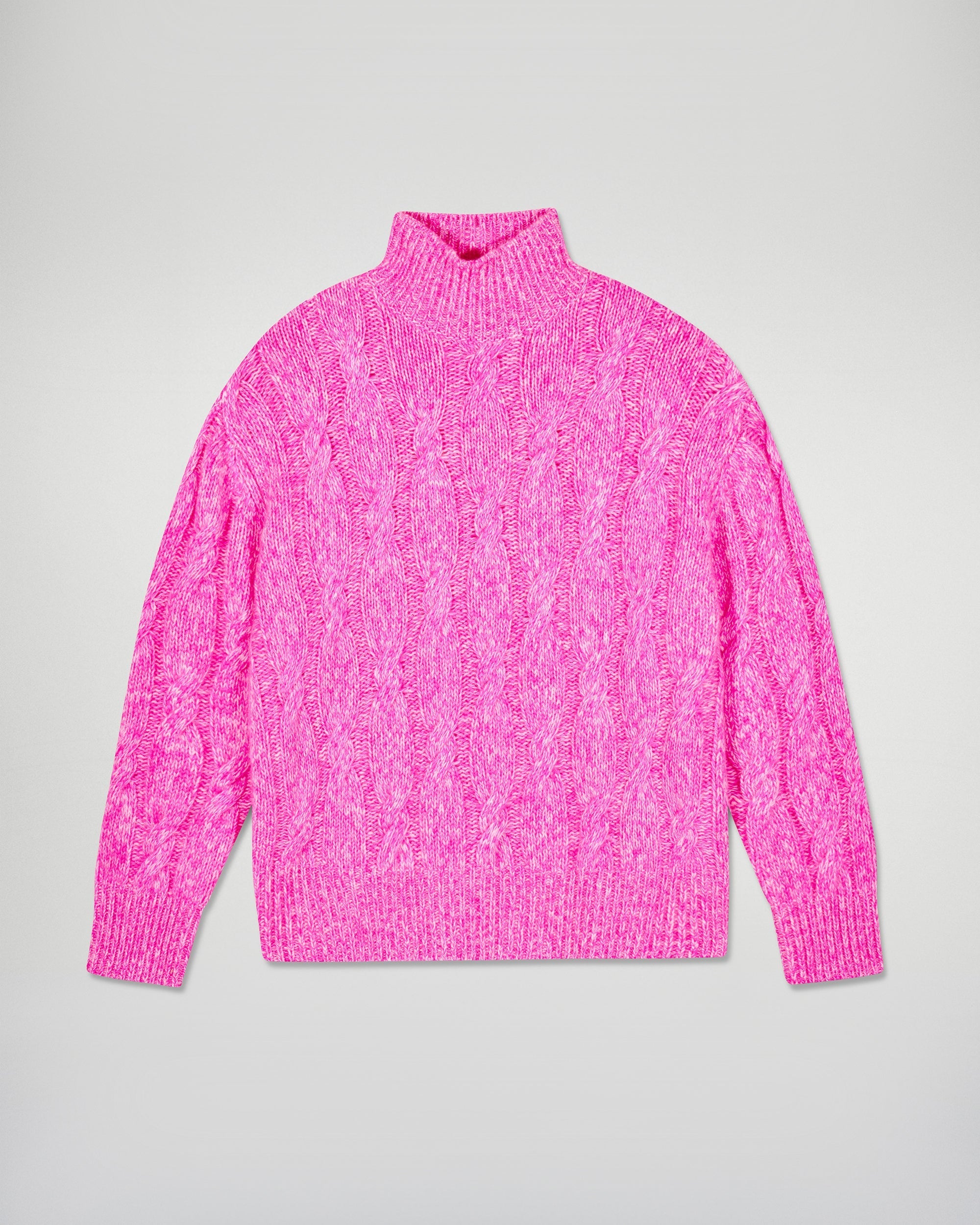 Oversized Cable-knit Mock Neck Sweater (H25 / FEMME / Secret Pink)