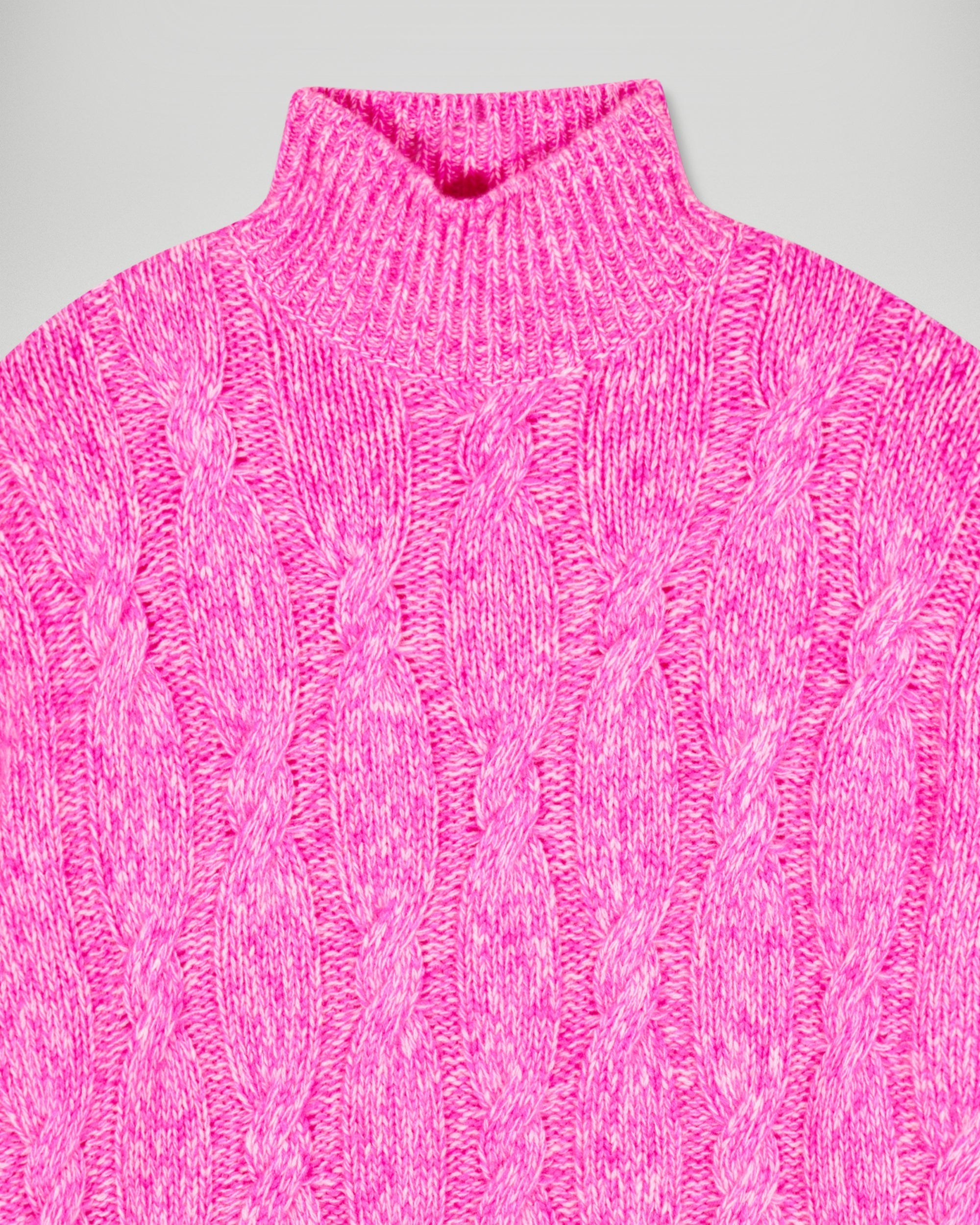 Oversized Cable-knit Mock Neck Sweater (H25 / FEMME / Secret Pink)