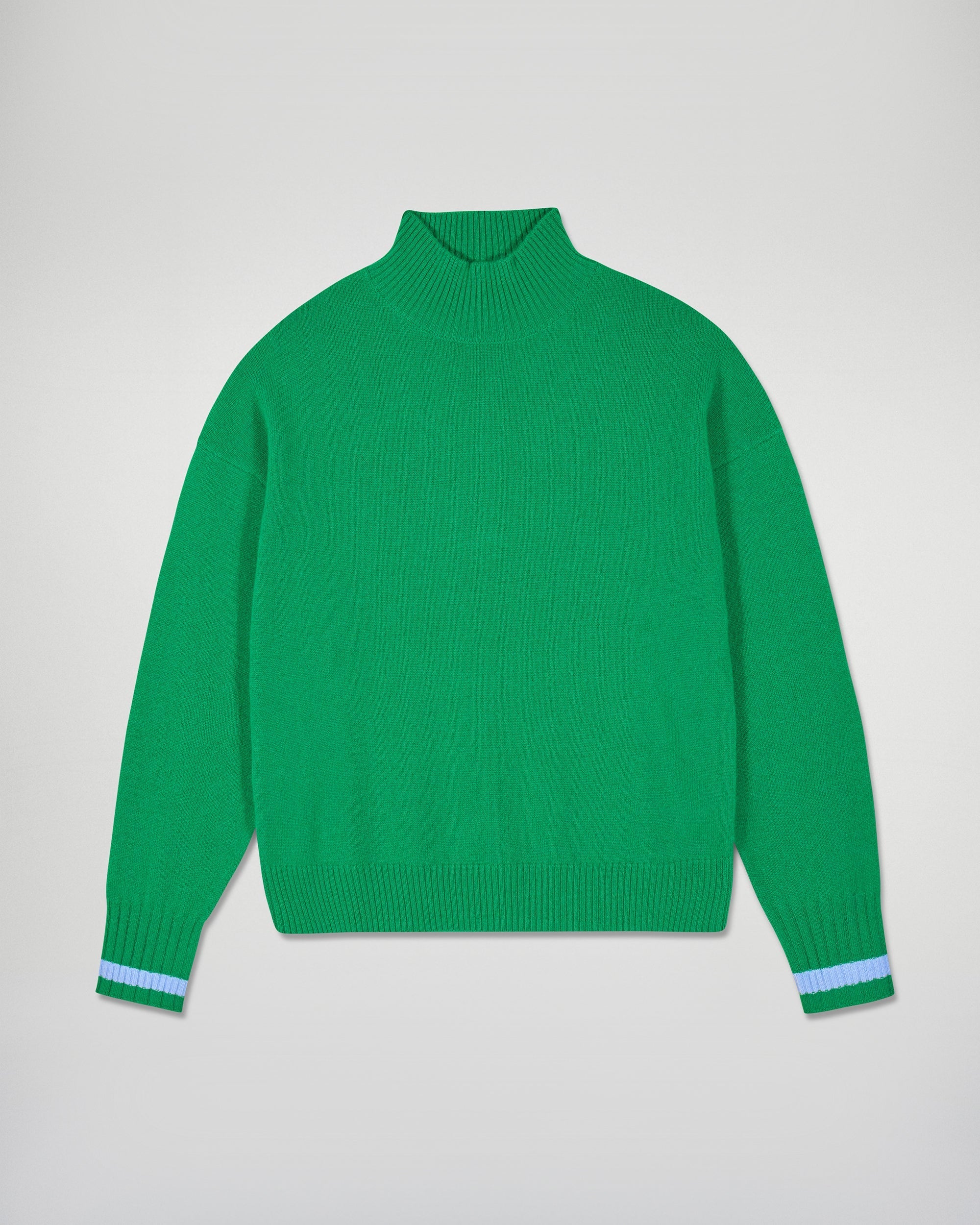 Mock Neck Sweater with Stripes (H25 / FEMME / Wild Green)