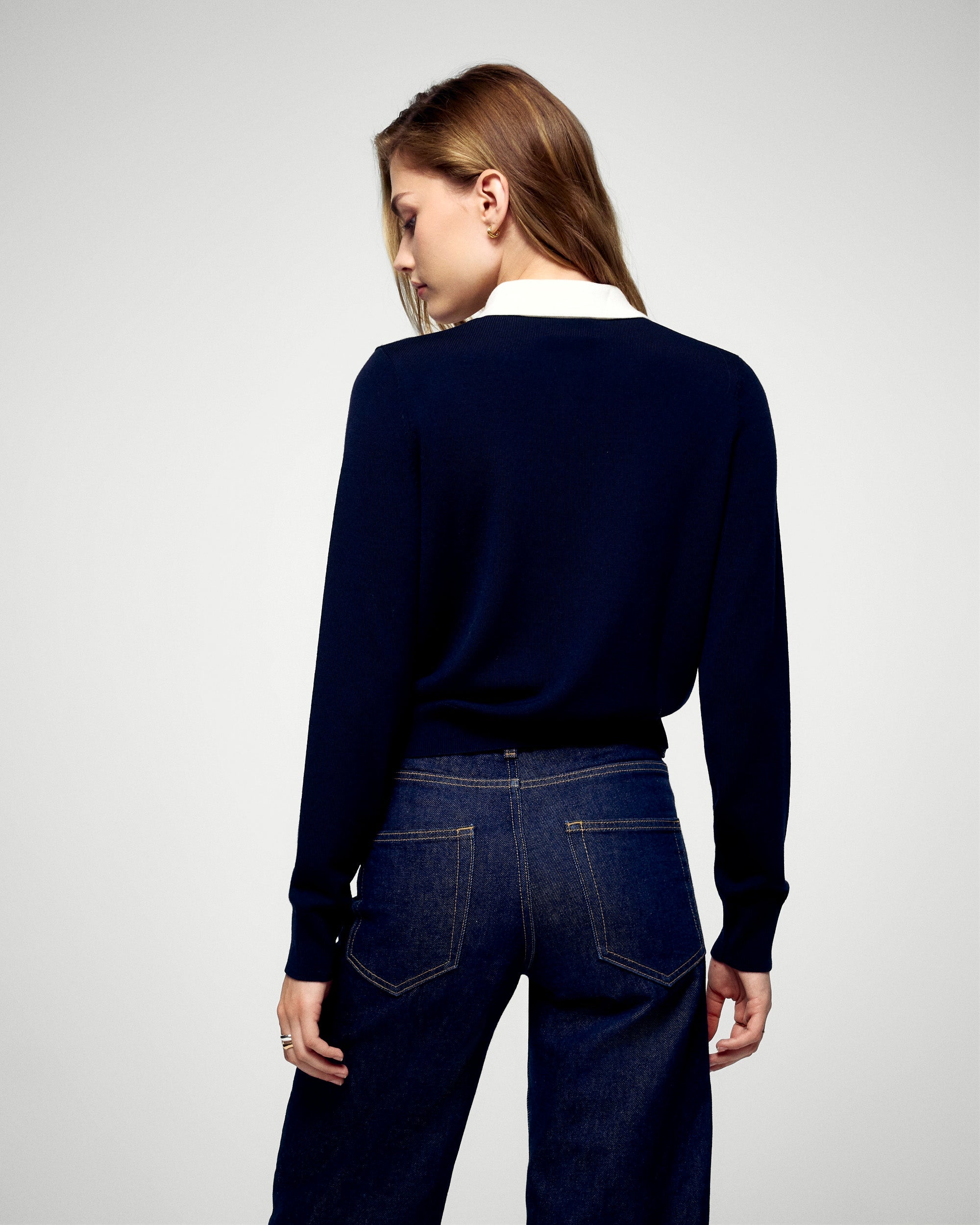 Polo neck sweater (H25 / FEMME / Navy / RWS)