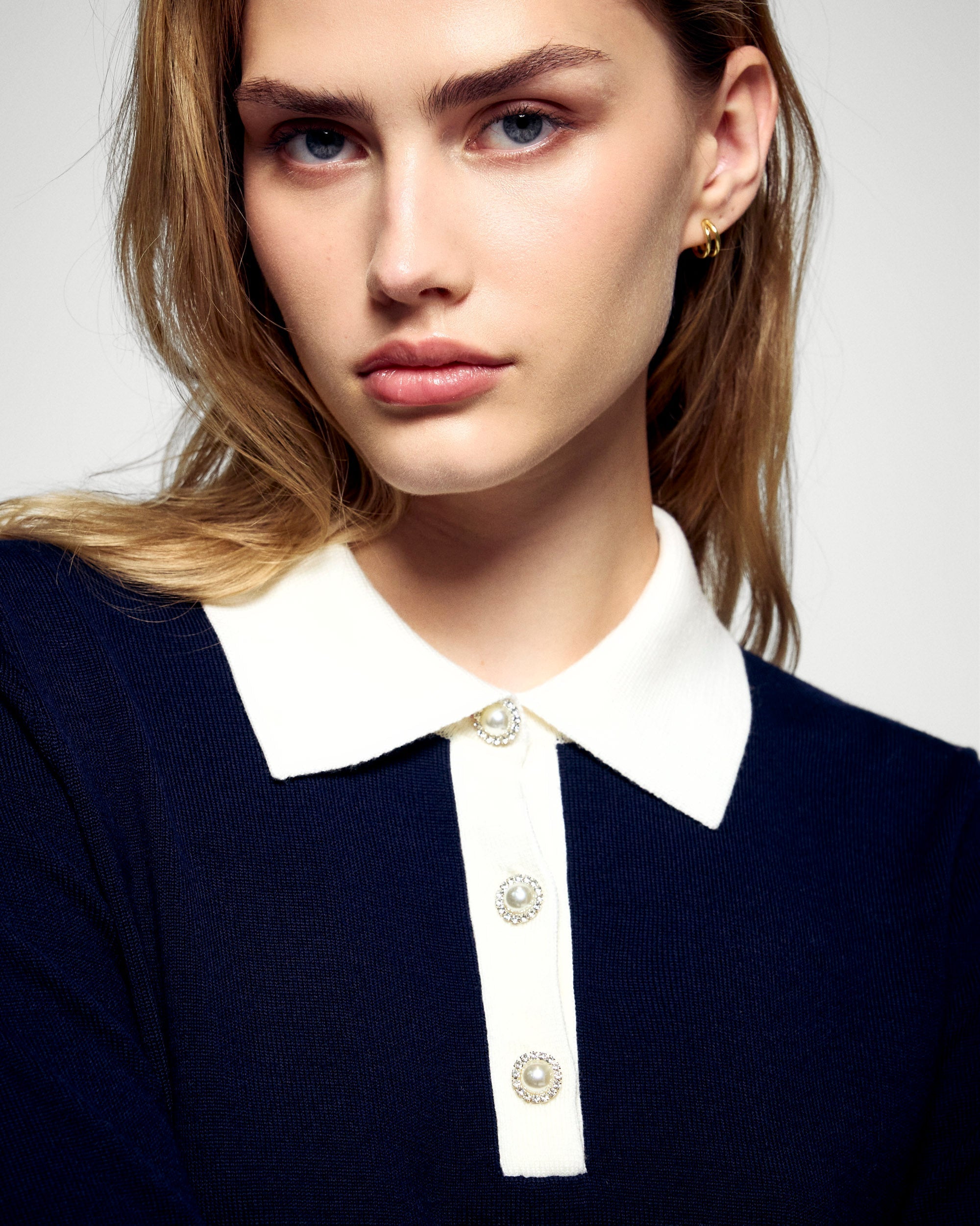 Polo neck sweater (H25 / FEMME / Navy / RWS)