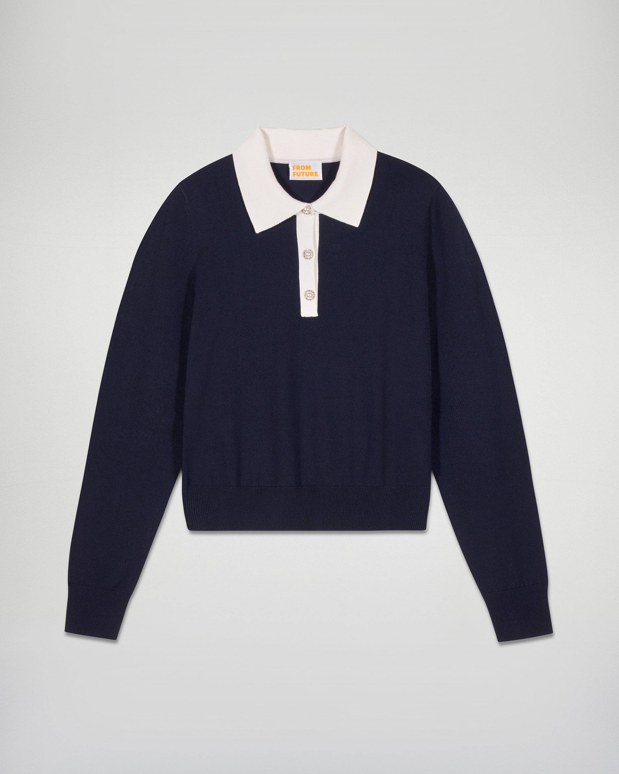 Polo neck sweater (H25 / FEMME / Navy / RWS)