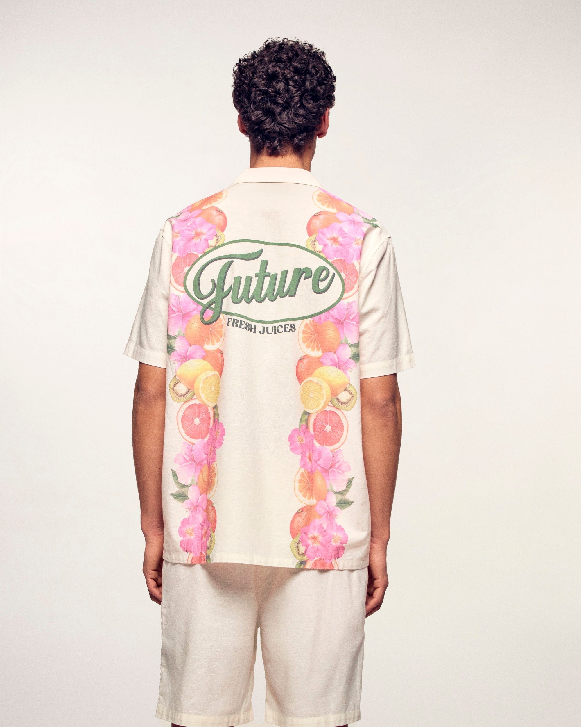 Short Sleeved Frieze Print Shirt (S26 / HOMME / Ecru)
