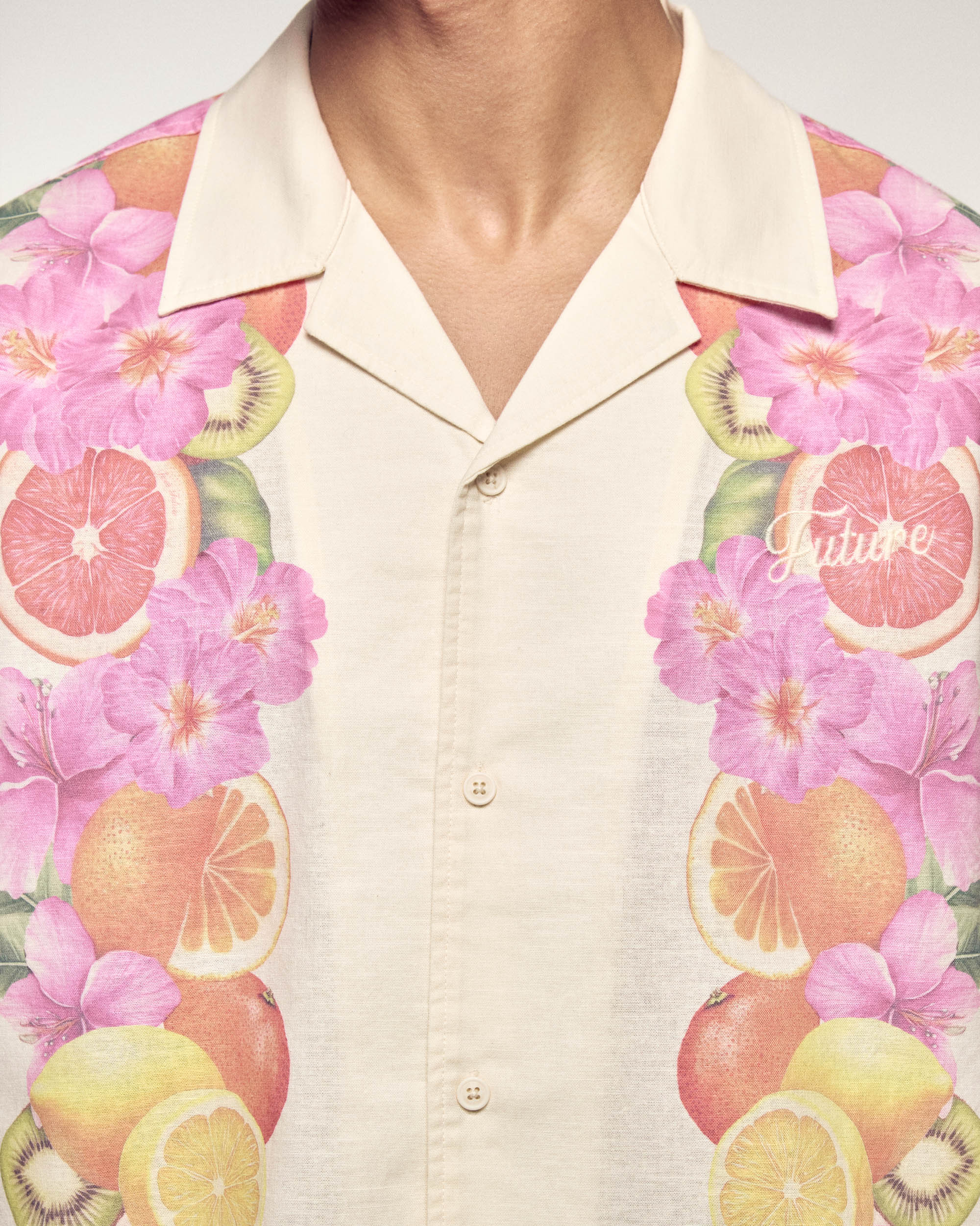 Short Sleeved Frieze Print Shirt (S26 / HOMME / Ecru)