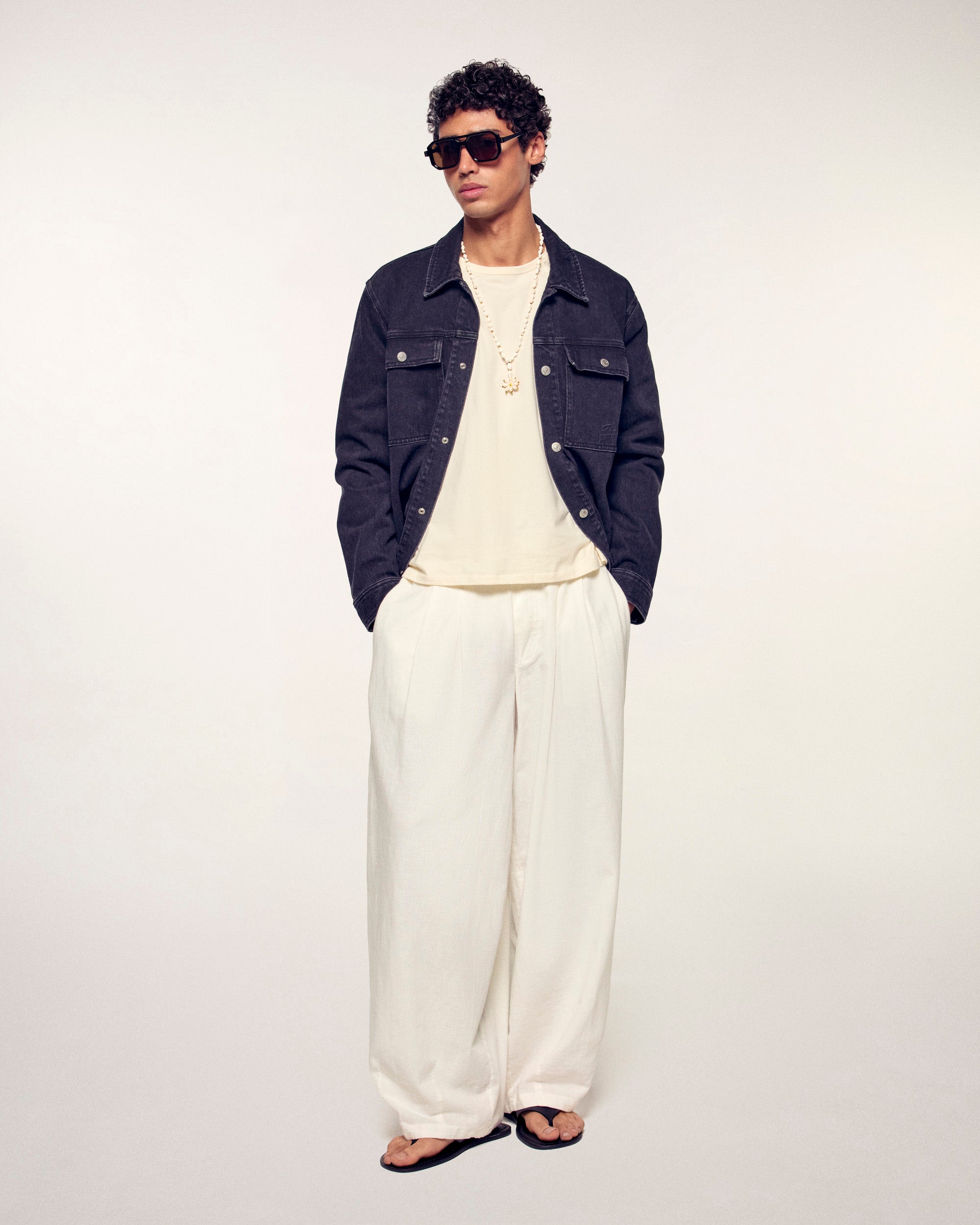 Outerwear Embroidered "Future" Overshirt (S26/ HOMME/ Washed Black)