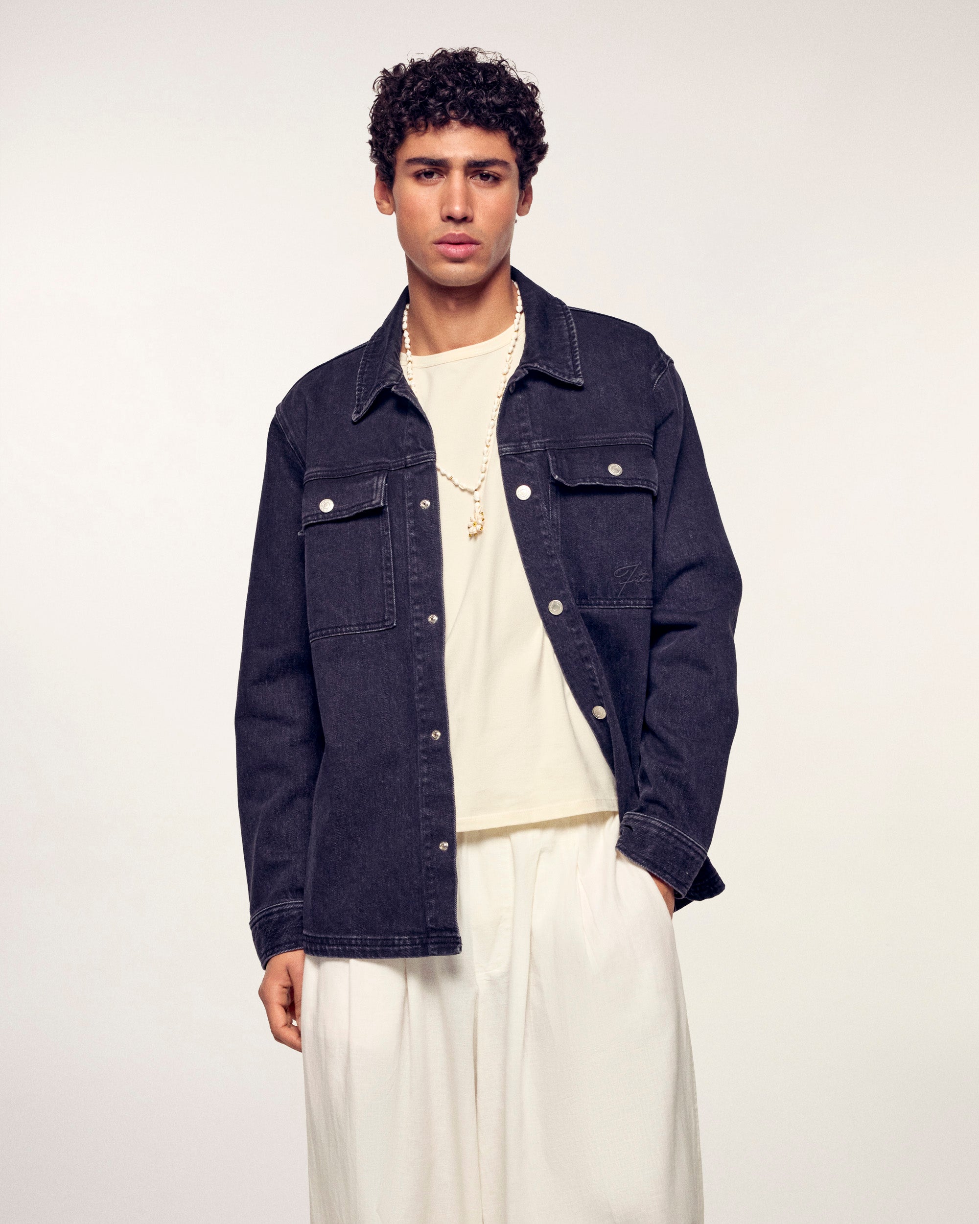 Outerwear Embroidered "Future" Overshirt (S26/ HOMME/ Washed Black)