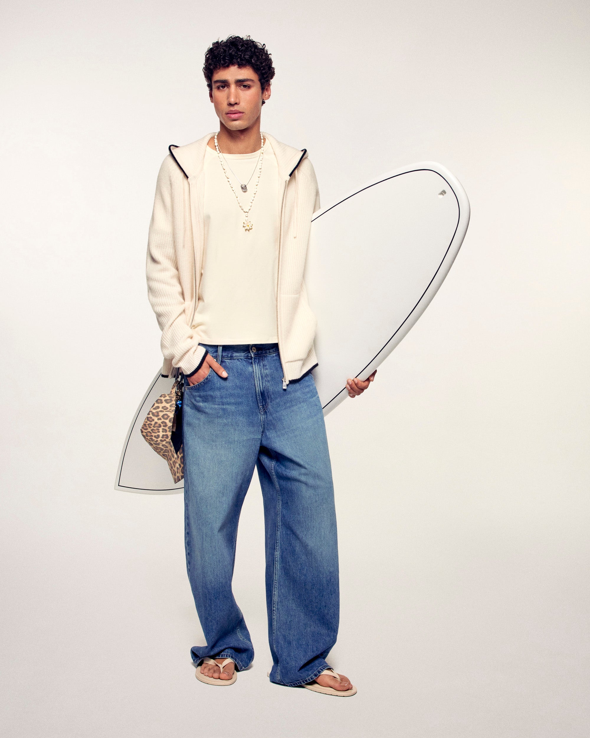 Contrasting Ribbed Hoodie "FF" Embroidery (S26/ HOMME/ Sable)