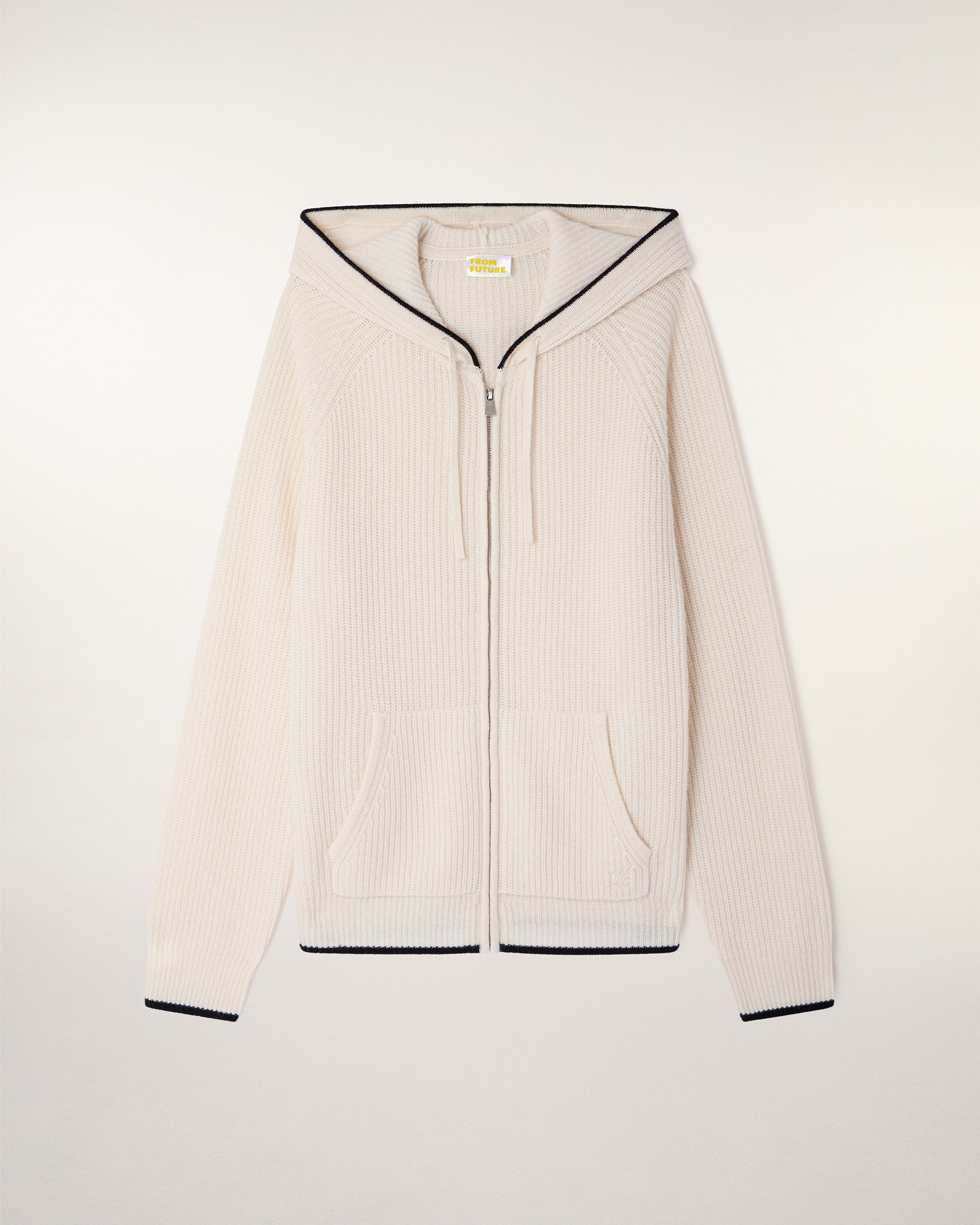 Contrasting Ribbed Hoodie "FF" Embroidery (S26/ HOMME/ Sable)