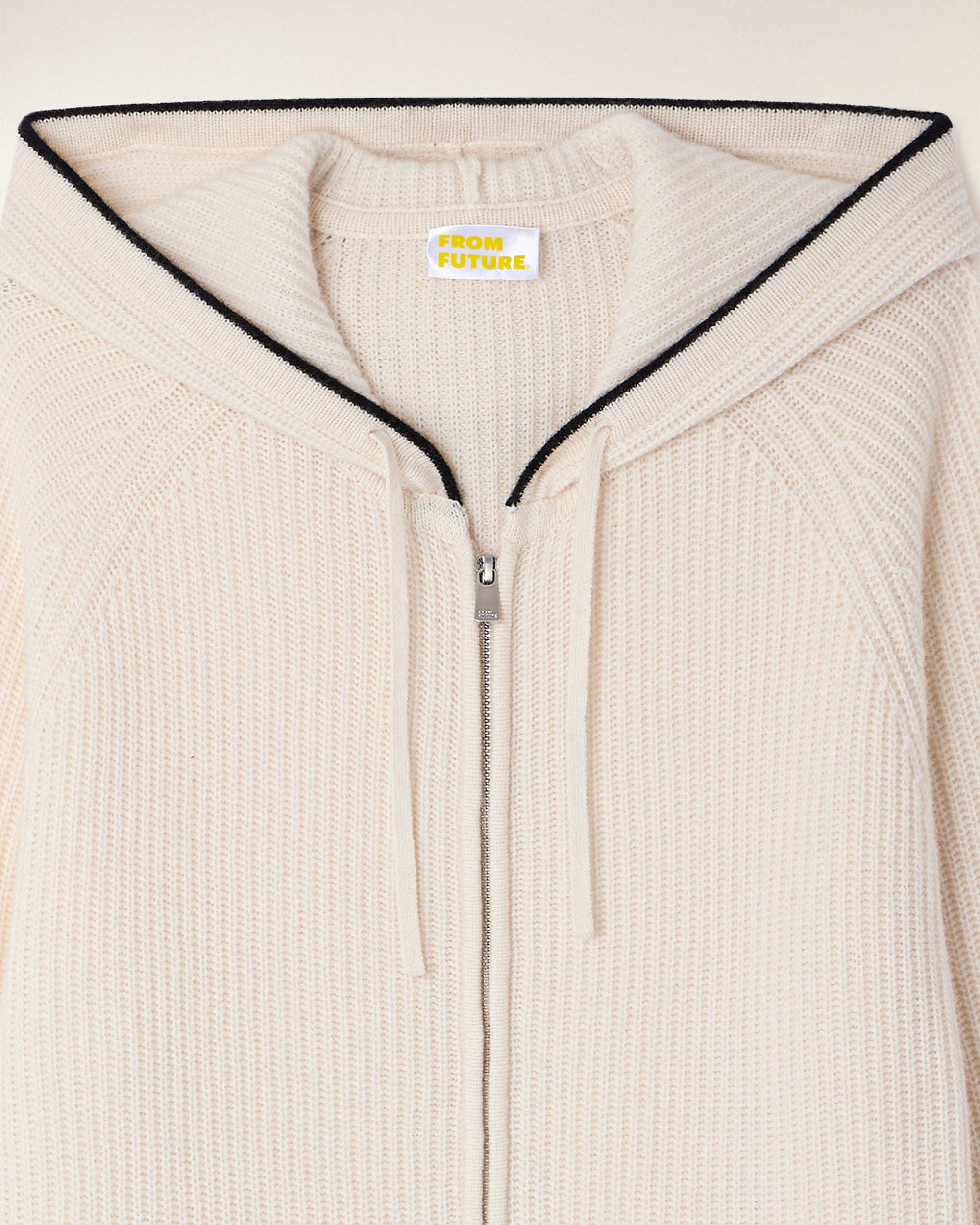 Contrasting Ribbed Hoodie "FF" Embroidery (S26/ HOMME/ Sable)