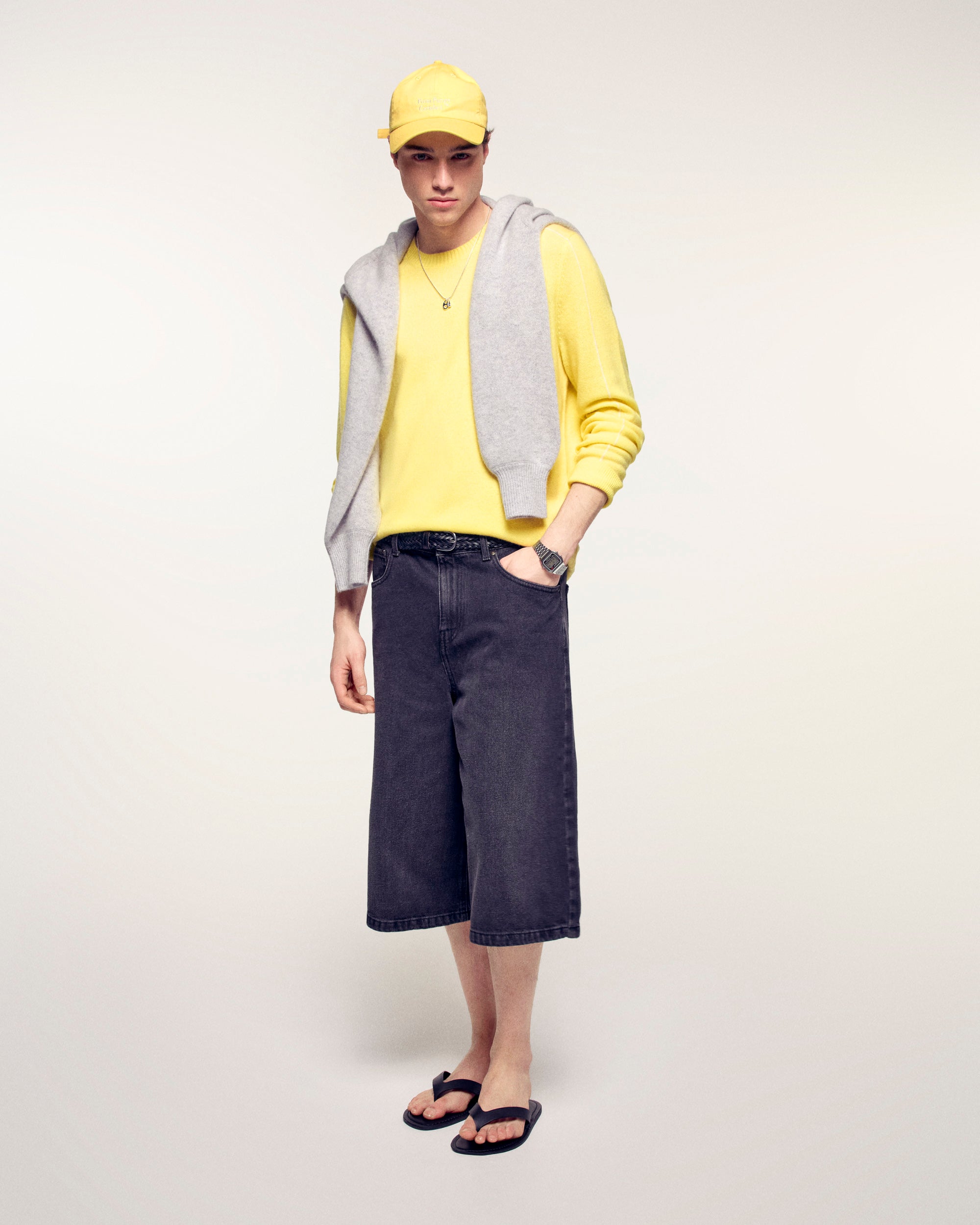 Contrasting Trim Crew Neck Sweater (S26/ HOMME/ Star Yellow)