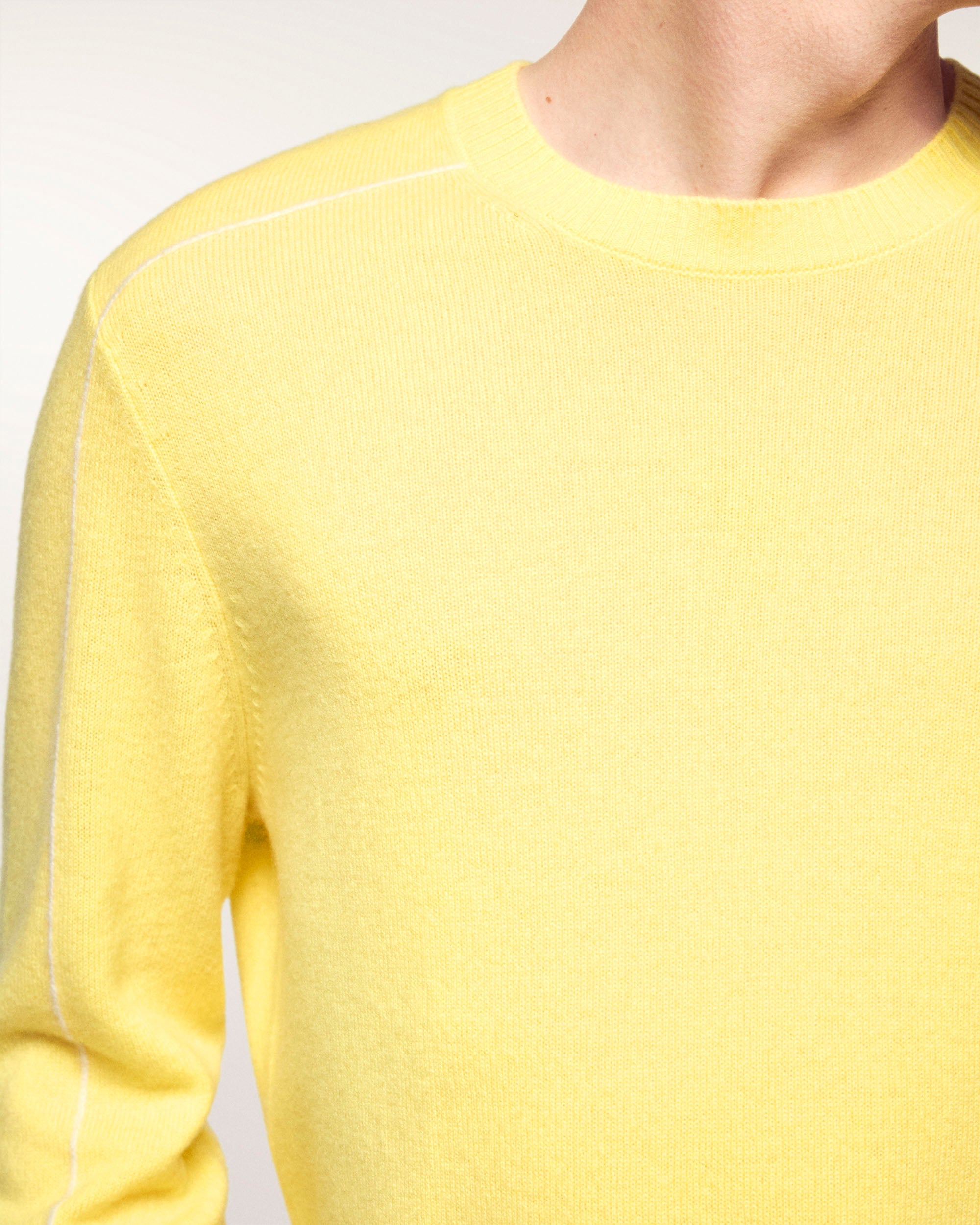 Contrasting Trim Crew Neck Sweater (S26/ HOMME/ Star Yellow)