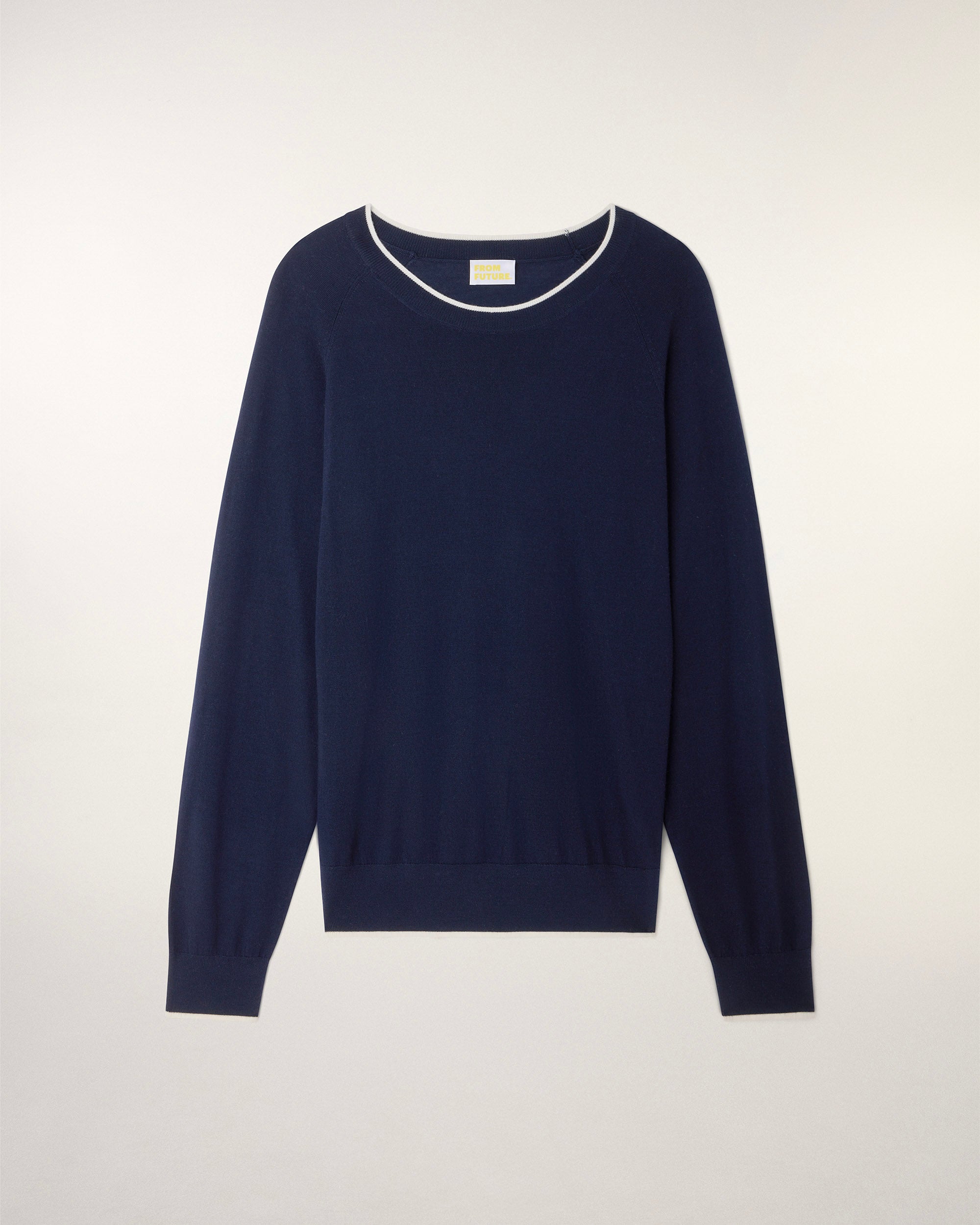 Contrast Trim Crewneck Sweater (S26 / HOMME / Navy / RWS)