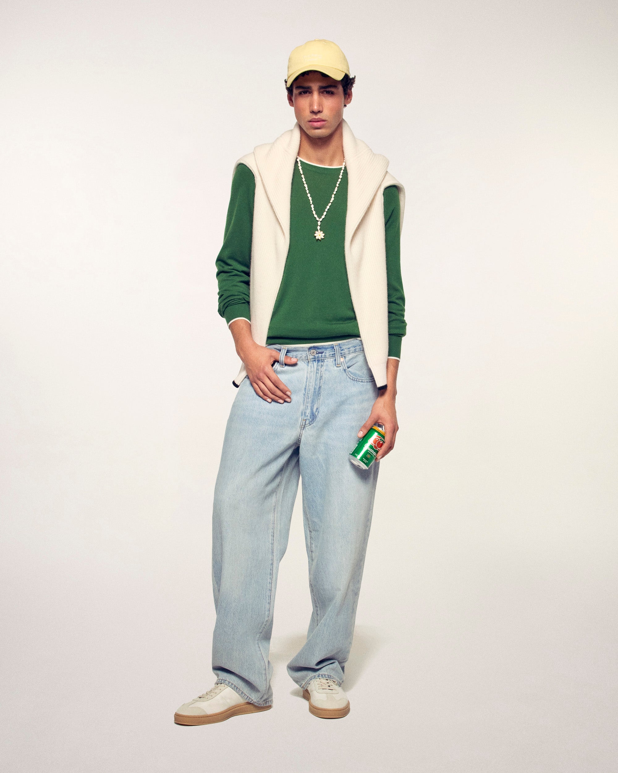 Contrast Trim Crewneck Sweater (S26 / HOMME / Summer Kaki / RWS)