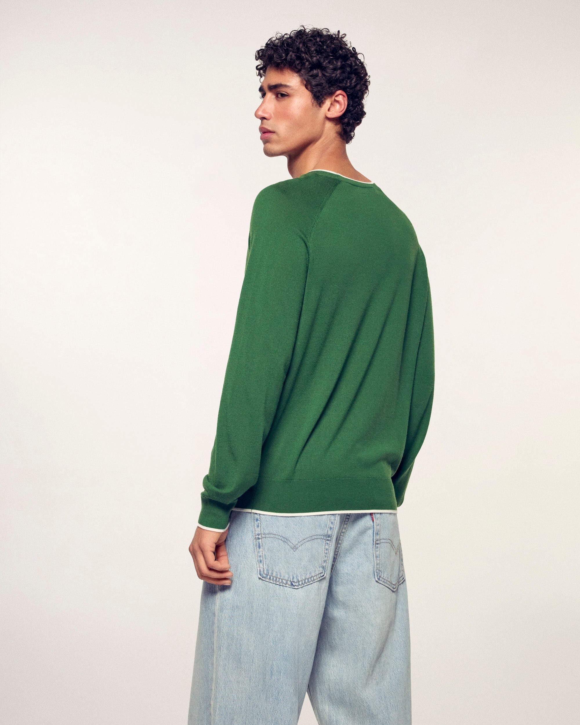 Contrast Trim Crewneck Sweater (S26 / HOMME / Summer Kaki / RWS)