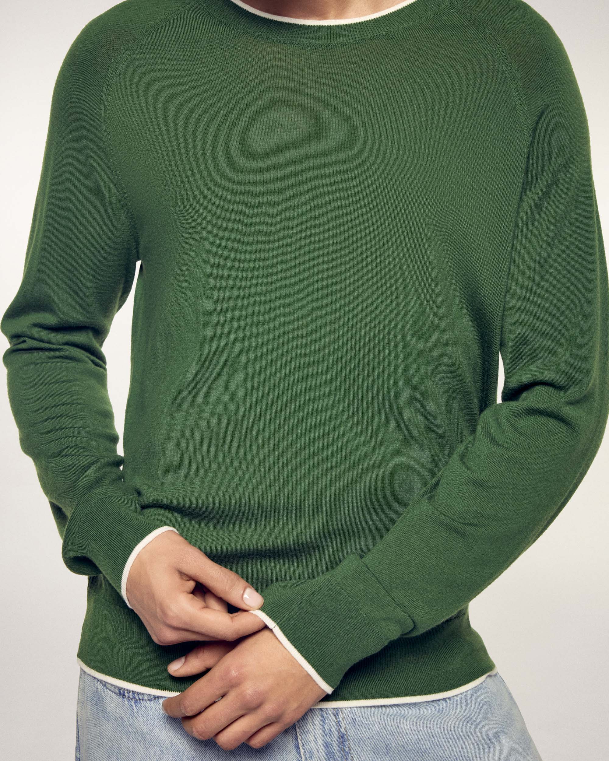 Contrast Trim Crewneck Sweater (S26 / HOMME / Summer Kaki / RWS)