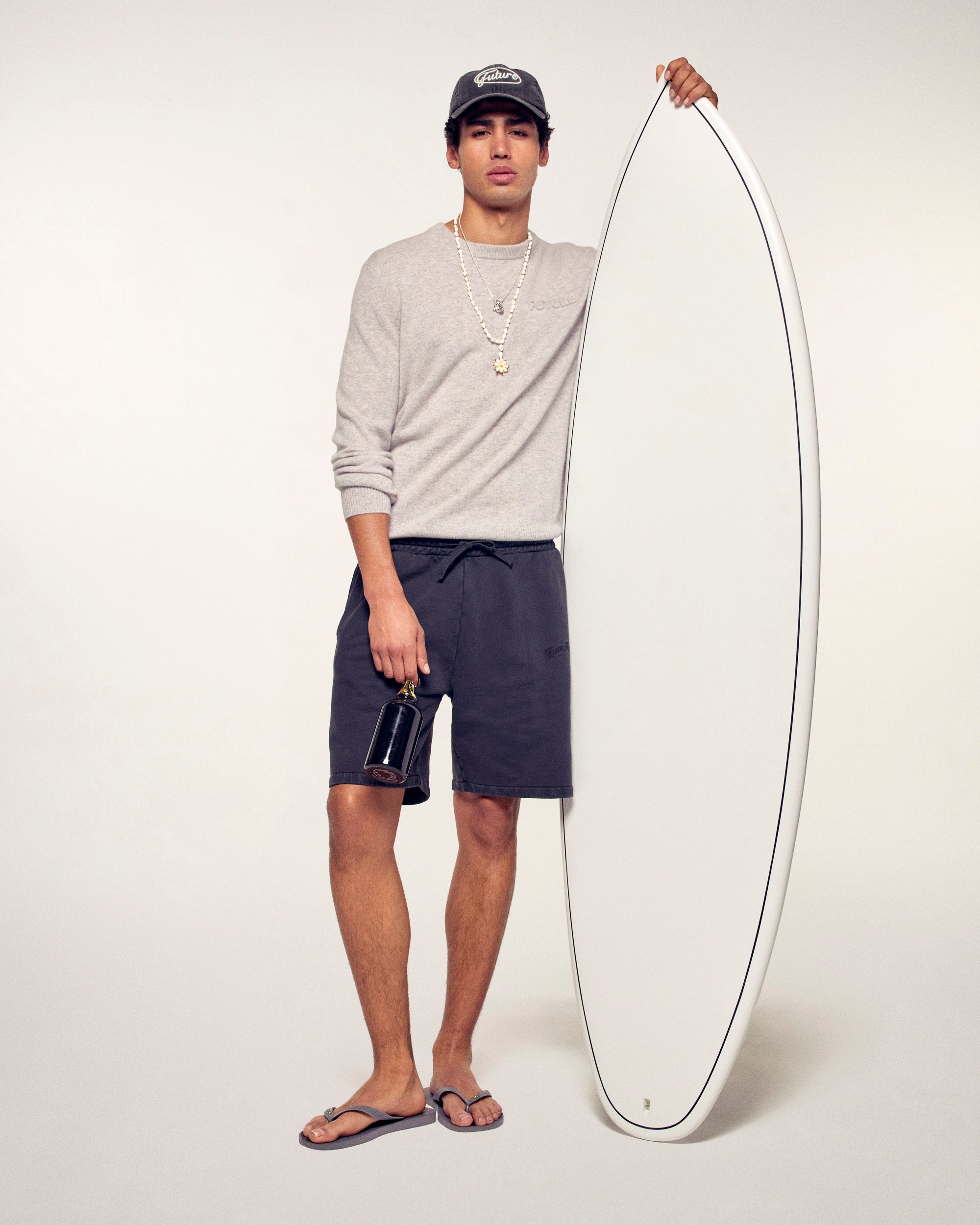 Elasticated Shorts with Embroidery (S26 / HOMME / Washed Black)