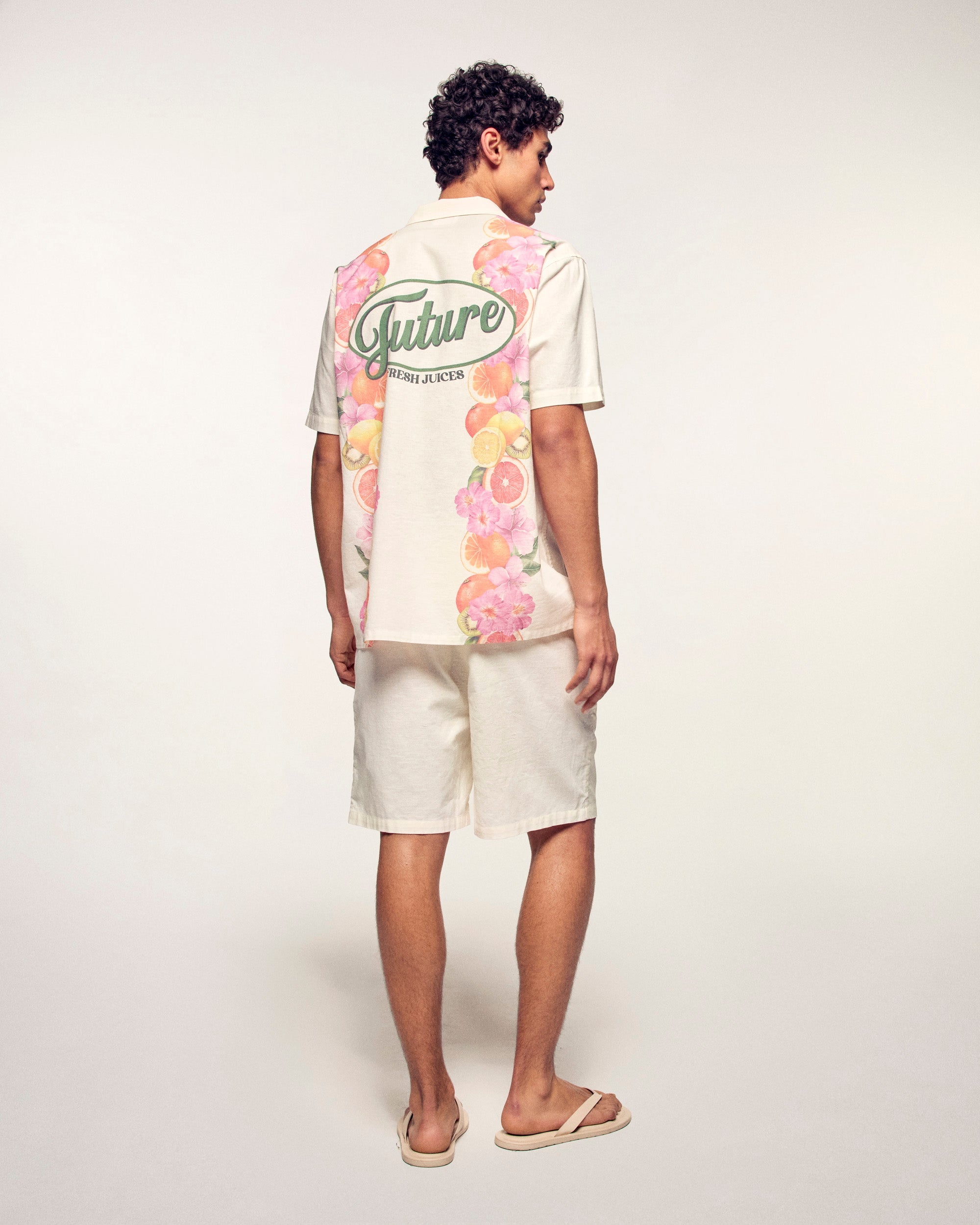 "Future" Embroidered Shorts (S26 / HOMME / Ecru)