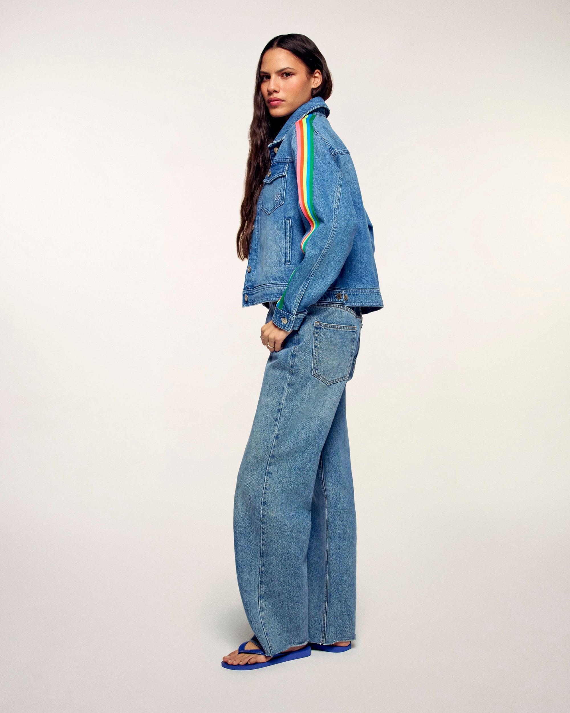 Multicolored Striped Jacket (S26/ FEMME/ Gris Chiné Clair)
