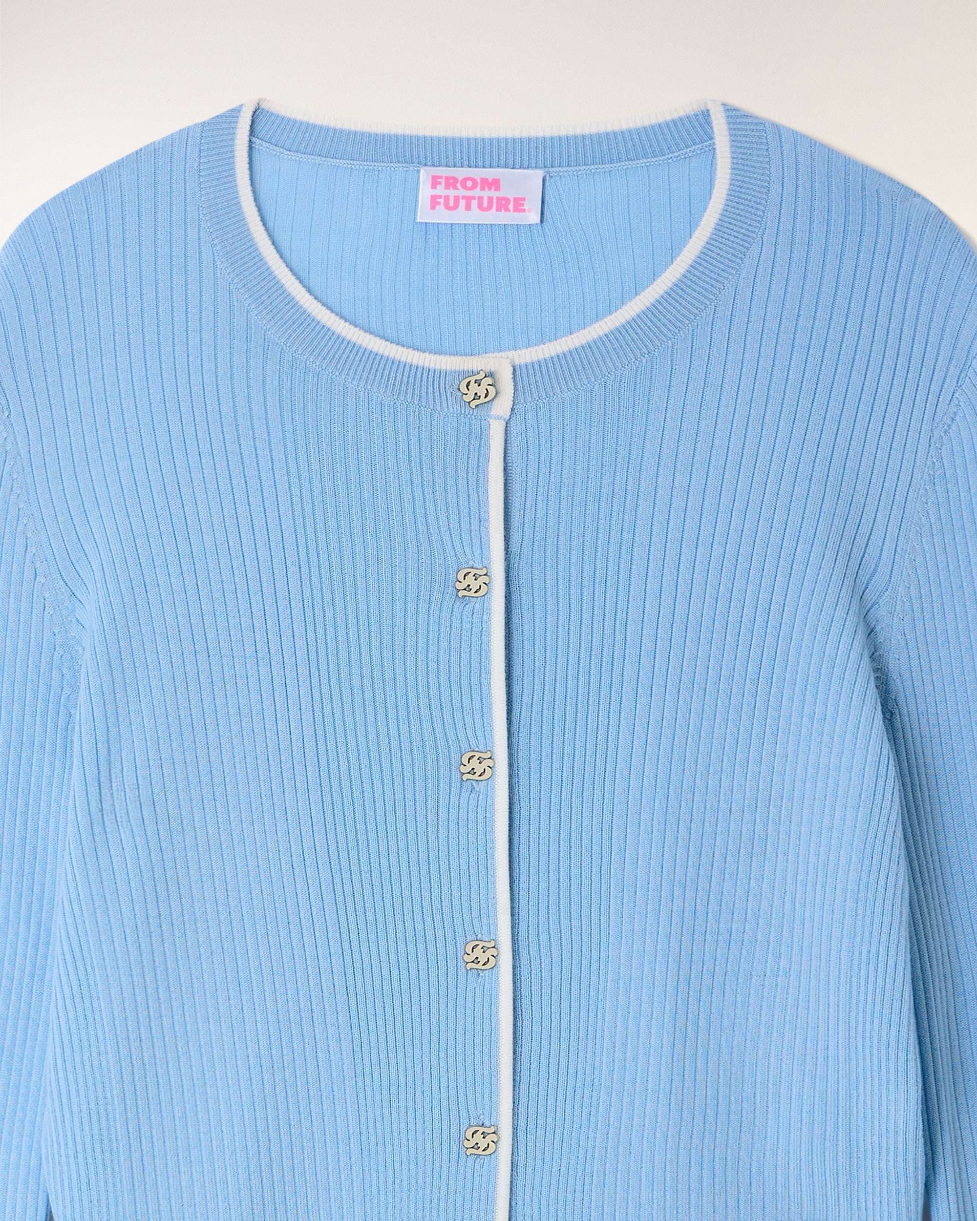 FF Gold Plate Button Cardigan (S26 / FEMME / Baby Blue)