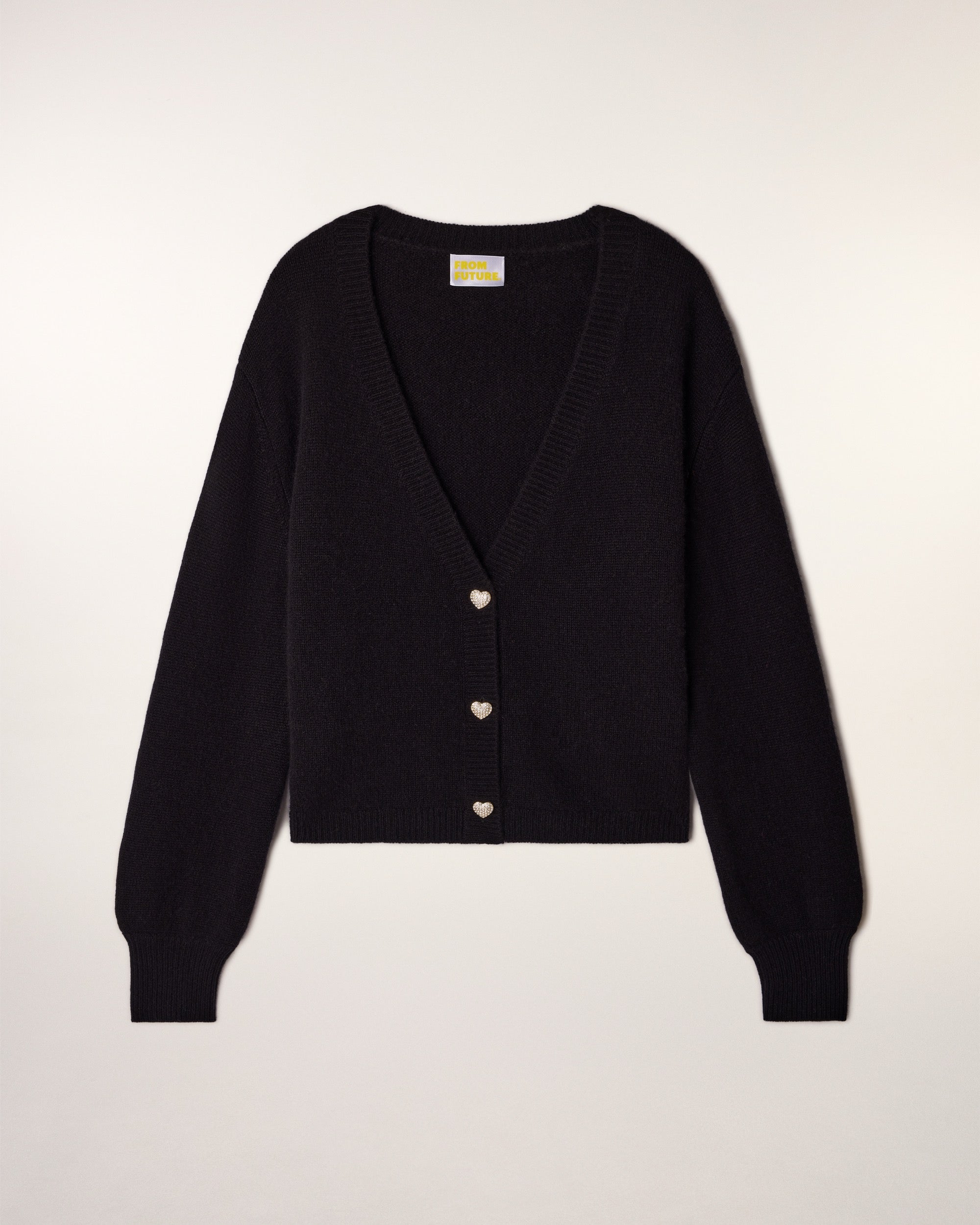 Heart Button Cardigan (S26/ FEMME/ Noir)