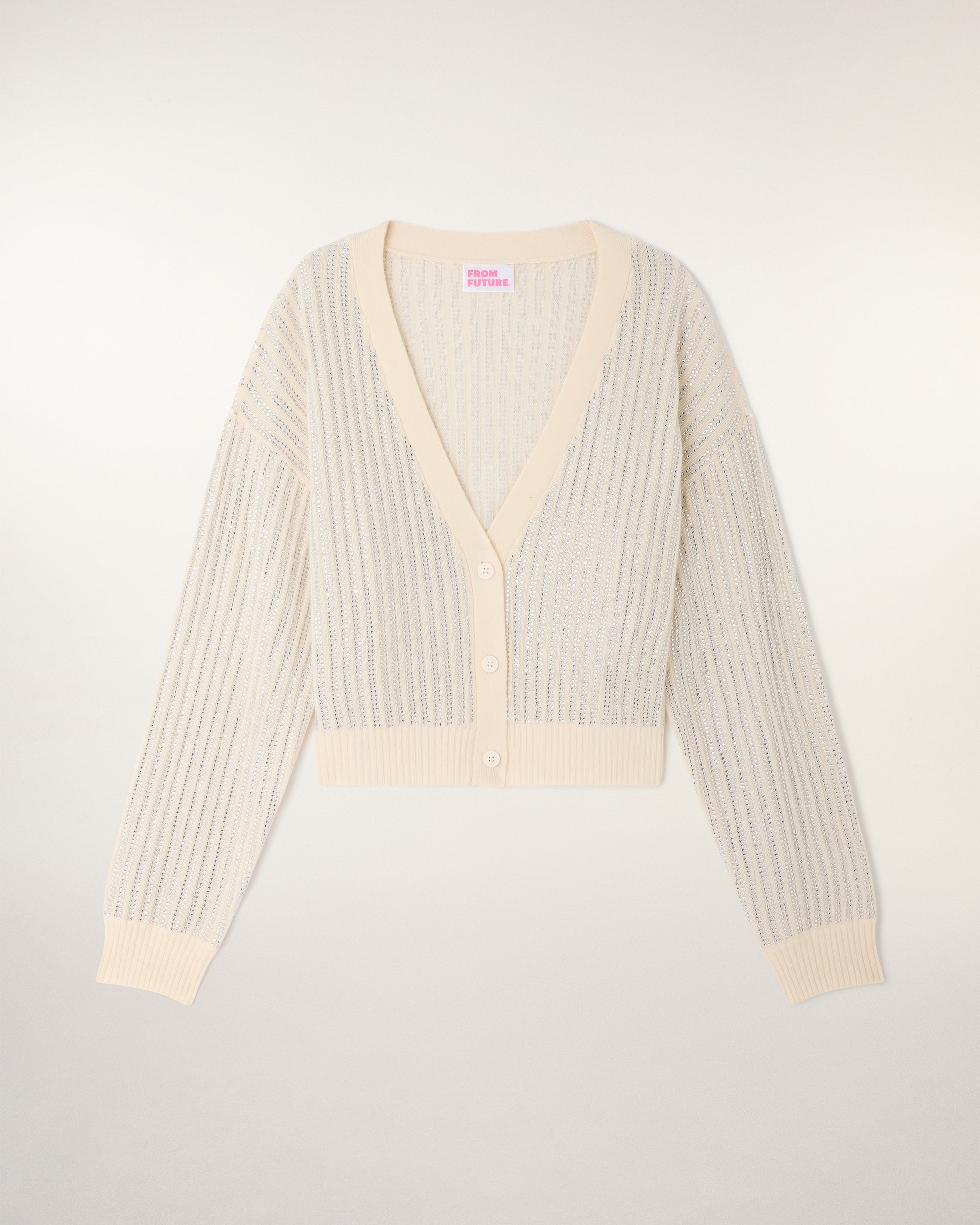 Rhinestone Cardigan (S26 / FEMME / Ecru)
