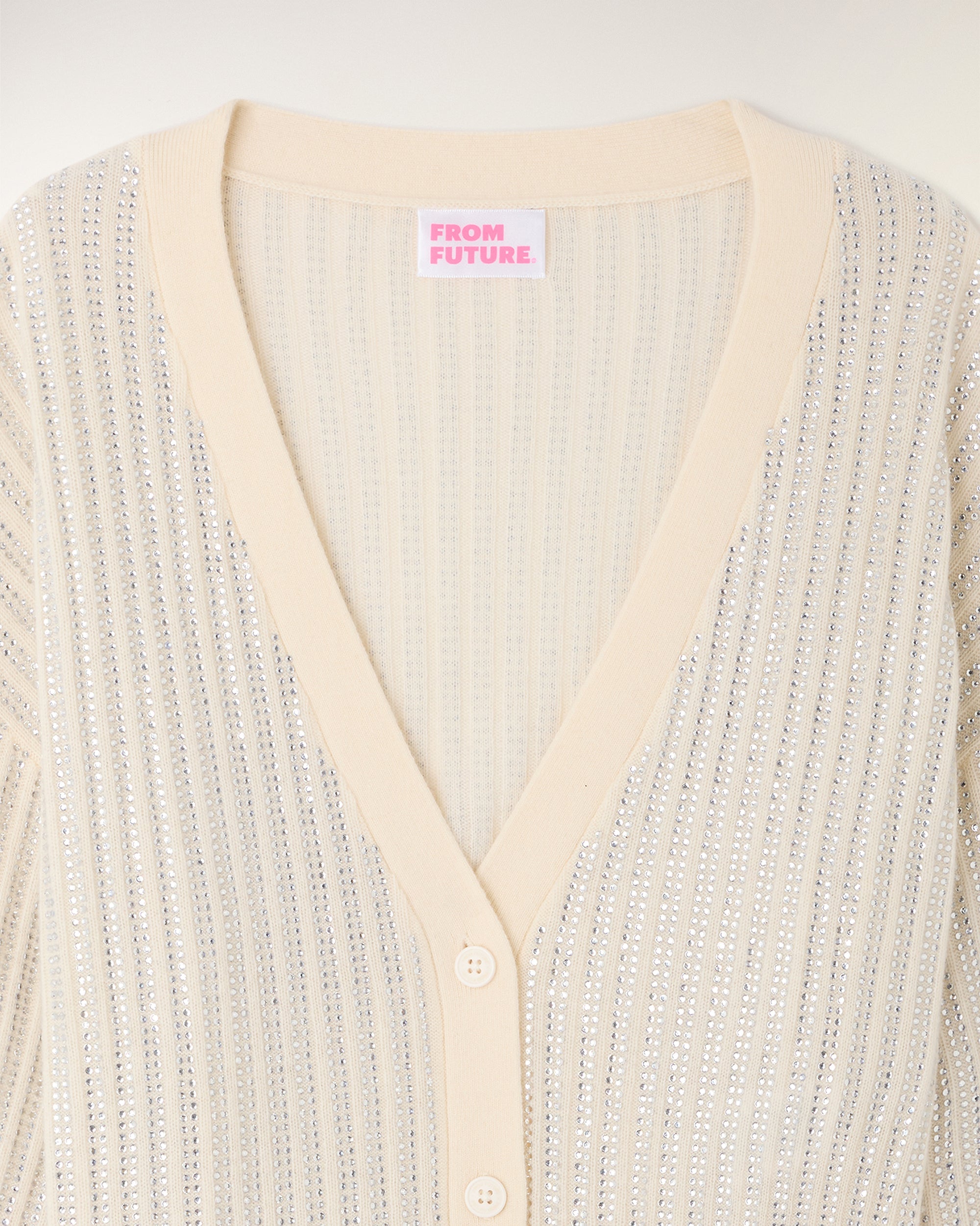 Rhinestone Cardigan (S26 / FEMME / Ecru)