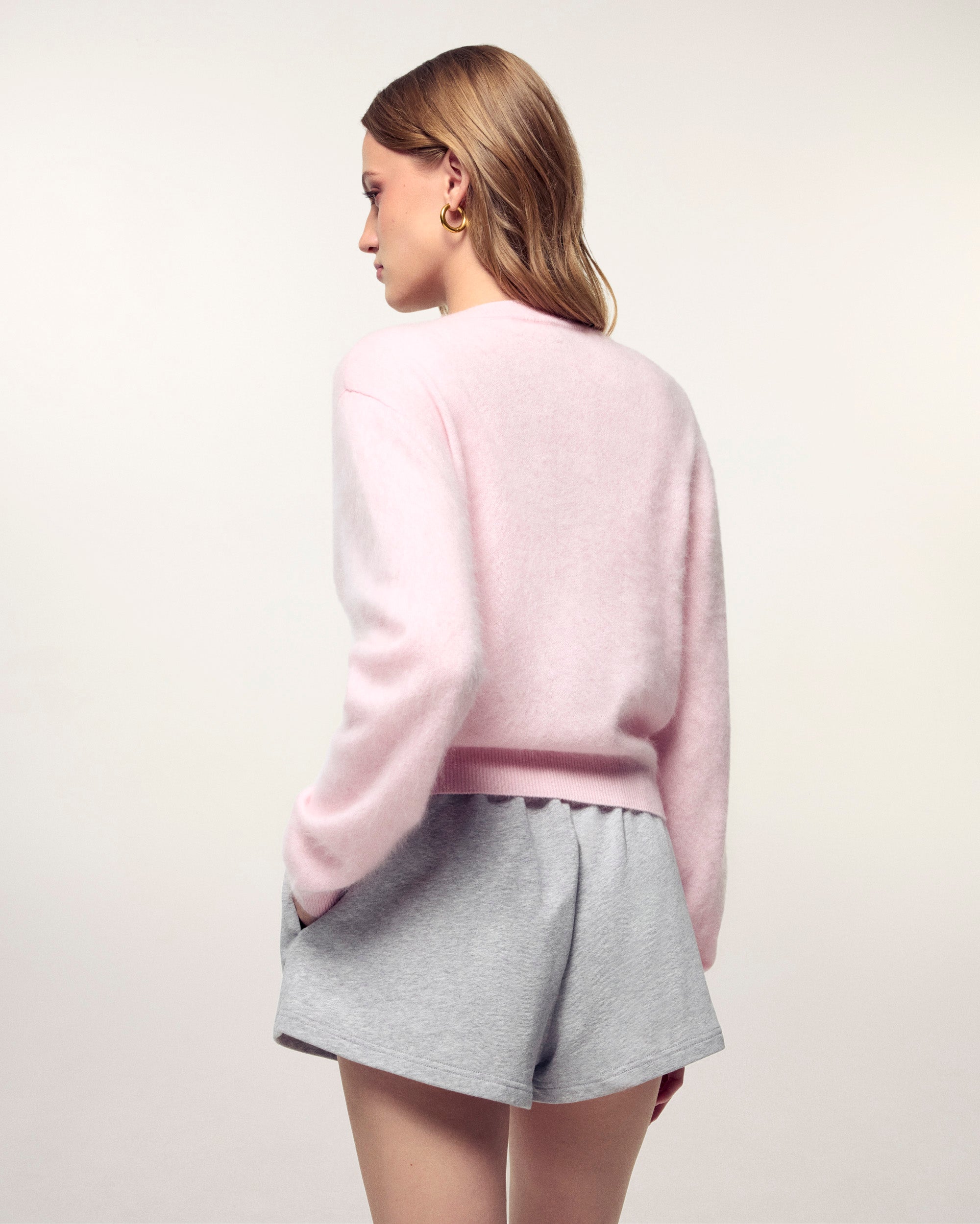 Brushed Cashmere Cardigan (S26/ FEMME/ Cloudy Pink)