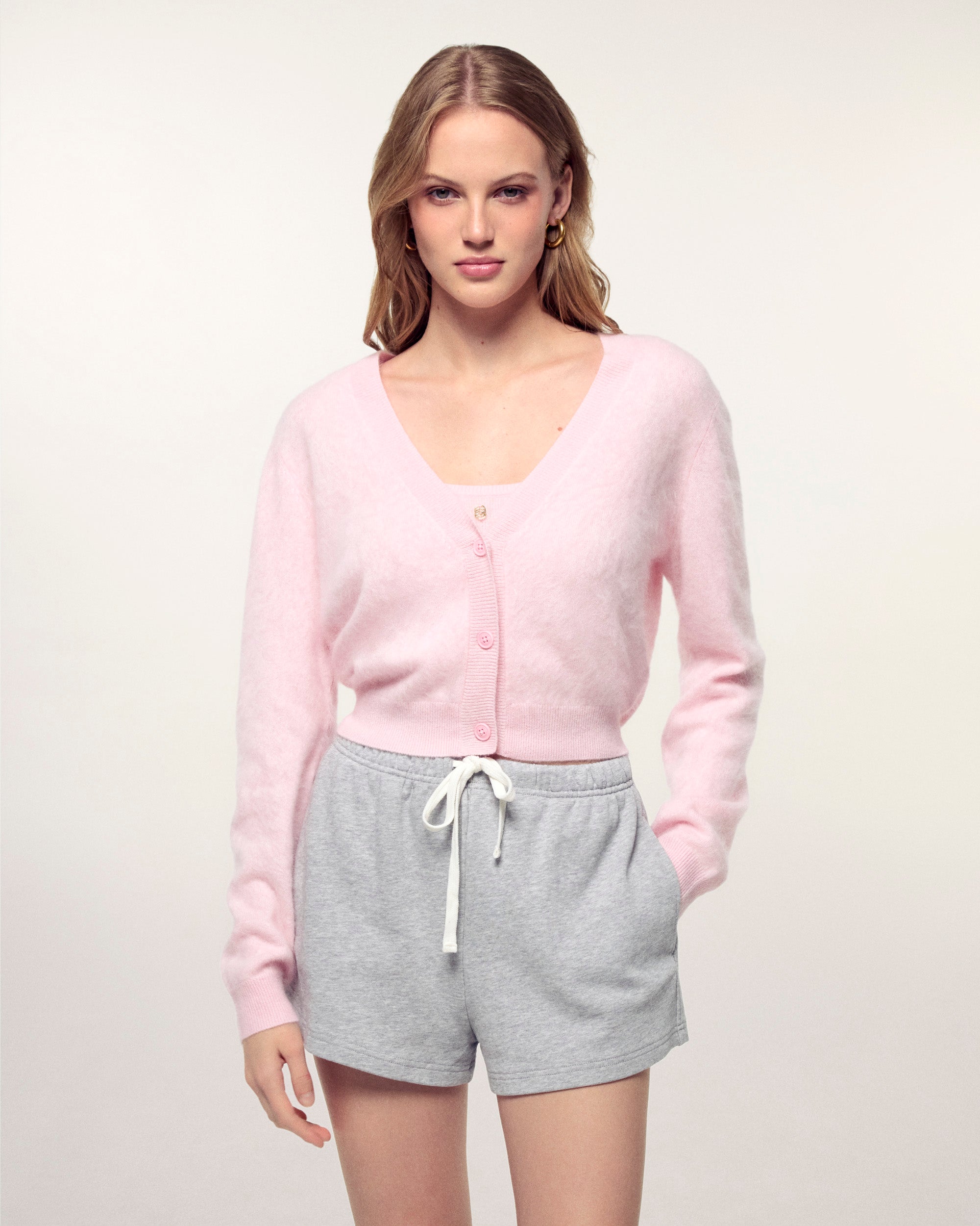 Brushed Cashmere Cardigan (S26/ FEMME/ Cloudy Pink)