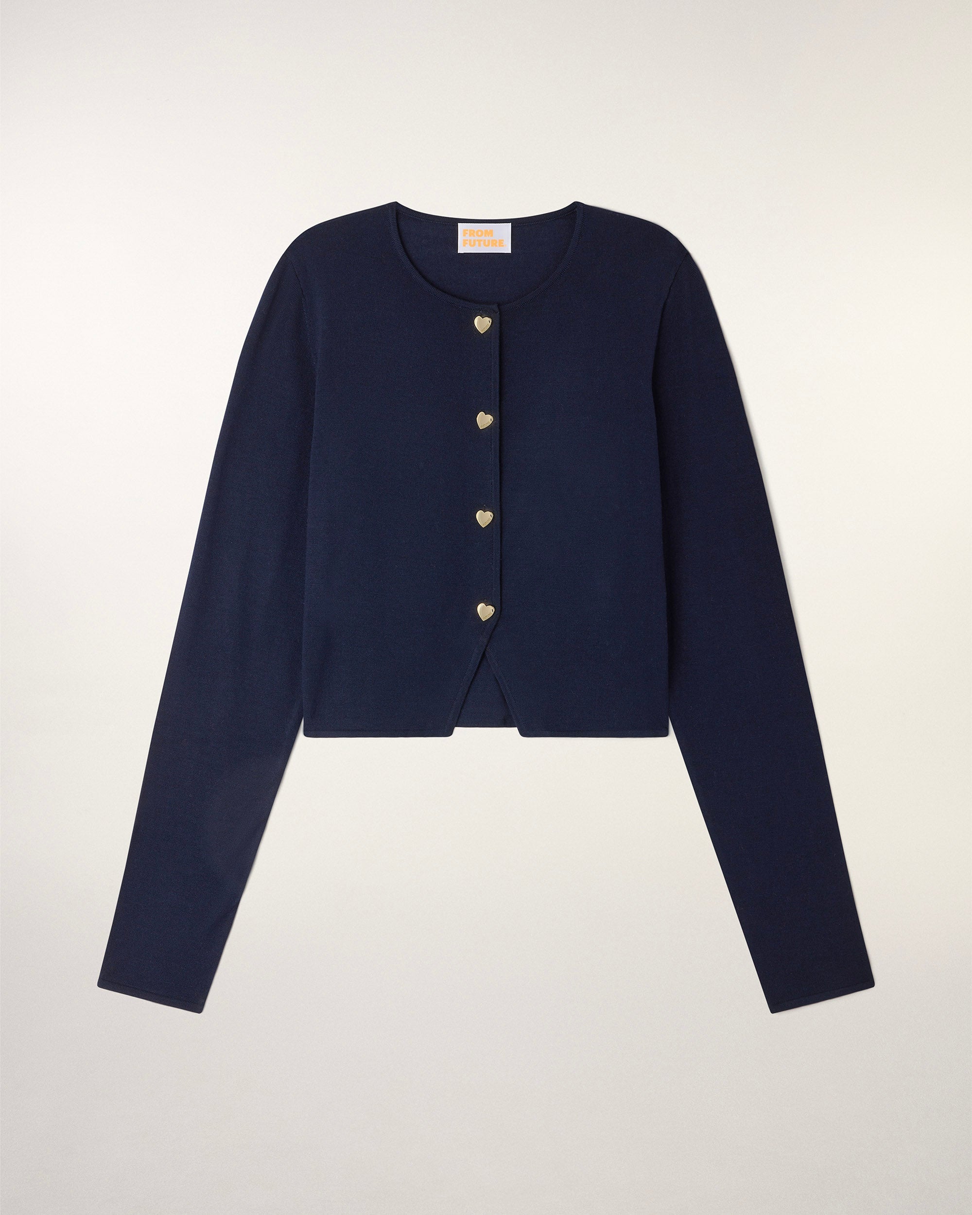 Heart Button Cardigan (S26 / FEMME / Navy / RWS)