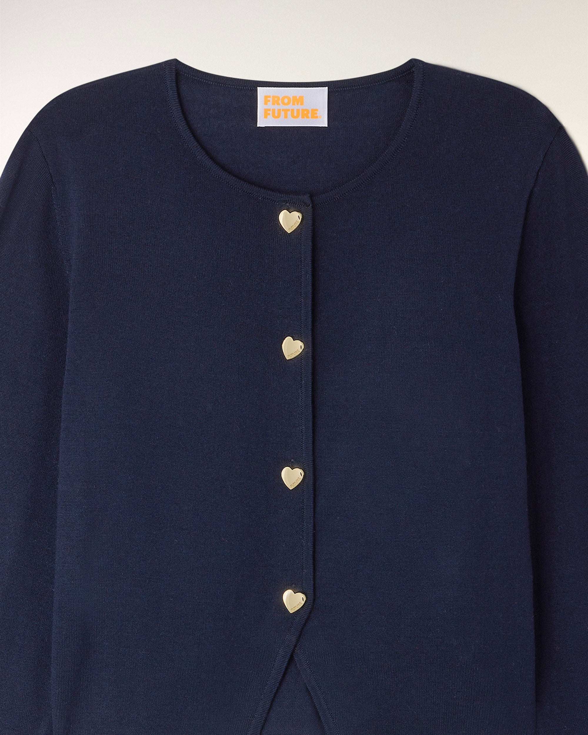 Heart Button Cardigan (S26 / FEMME / Navy / RWS)