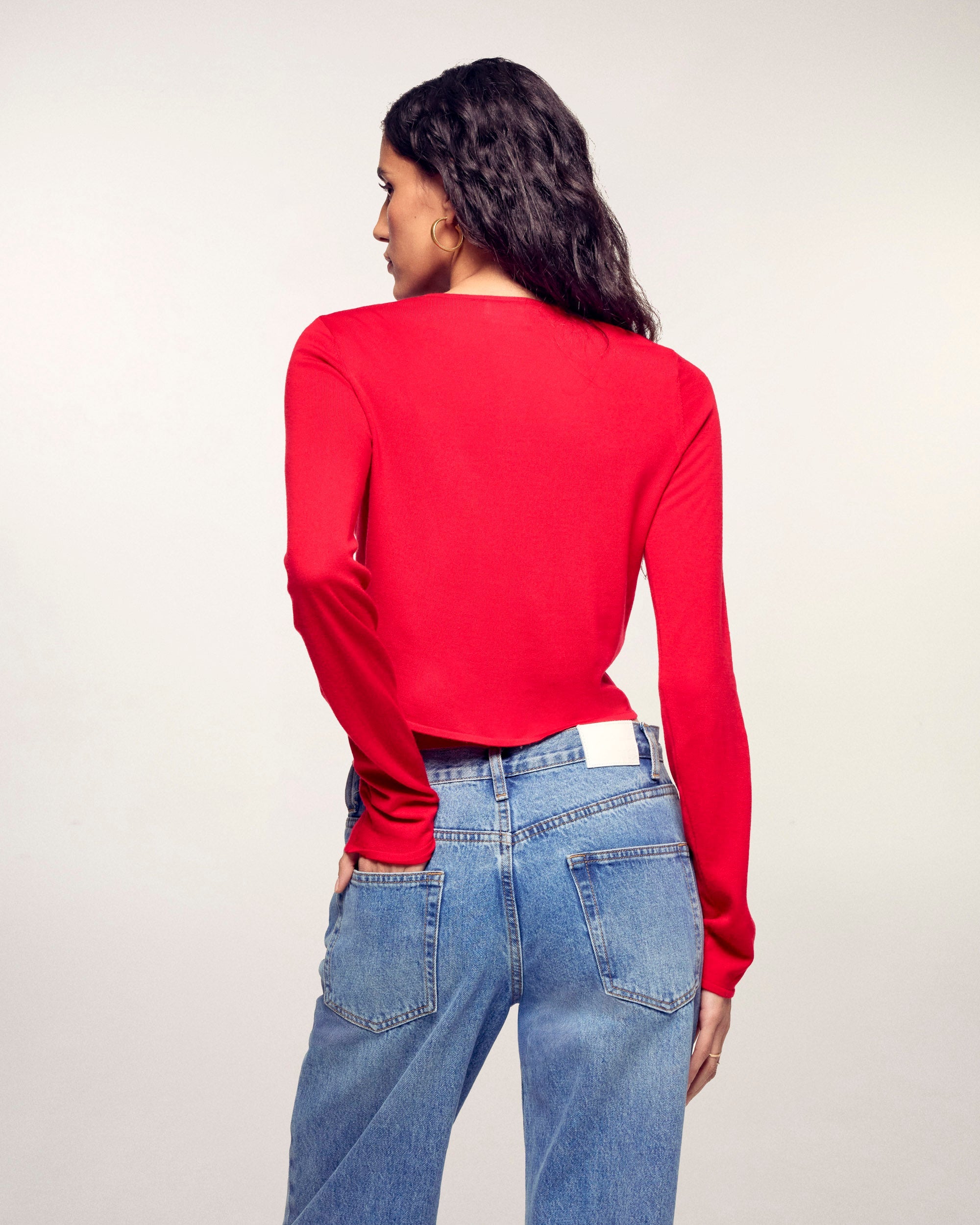 Heart Button Cardigan (S26 / FEMME / Hot Red / RWS)