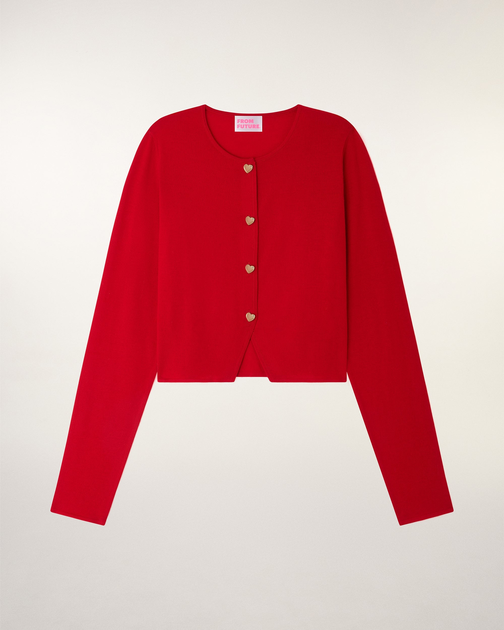 Heart Button Cardigan (S26 / FEMME / Hot Red / RWS)