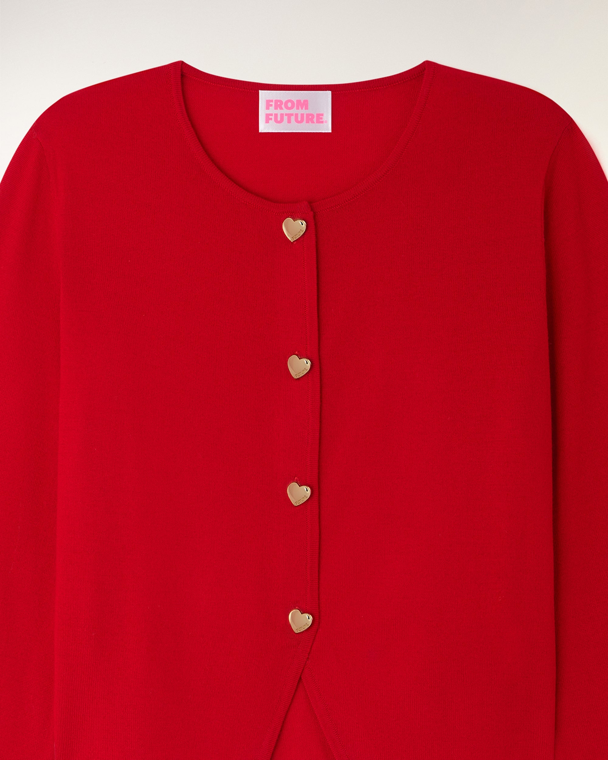 Heart Button Cardigan (S26 / FEMME / Hot Red / RWS)