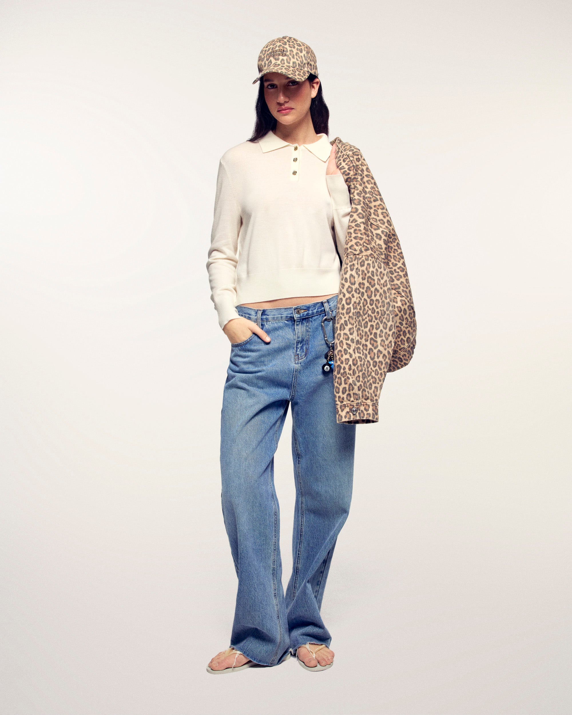 Polo Neck Sweater with Gold Buttons (S26 / FEMME / Ecru / RWS