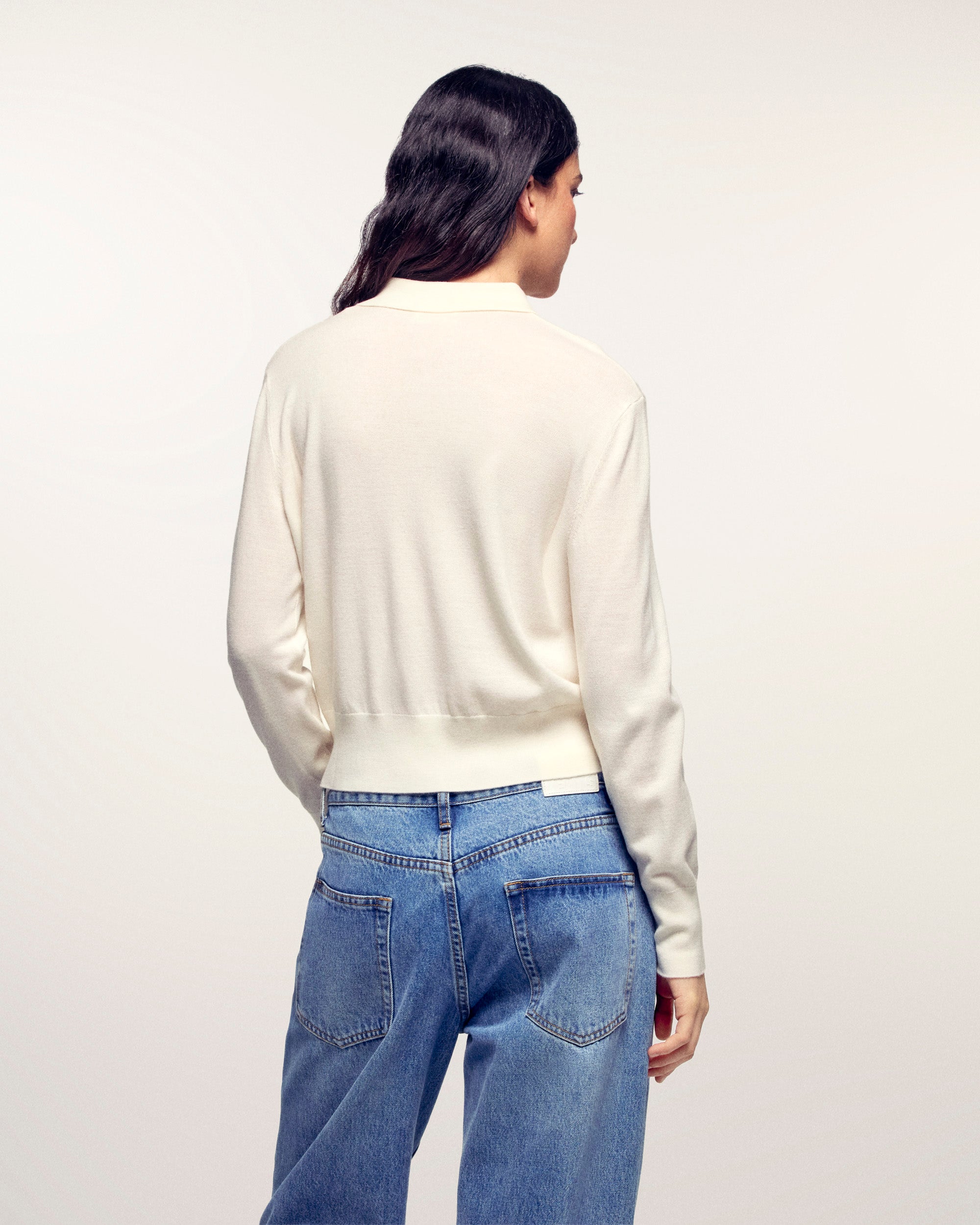 Polo Neck Sweater with Gold Buttons (S26 / FEMME / Ecru / RWS