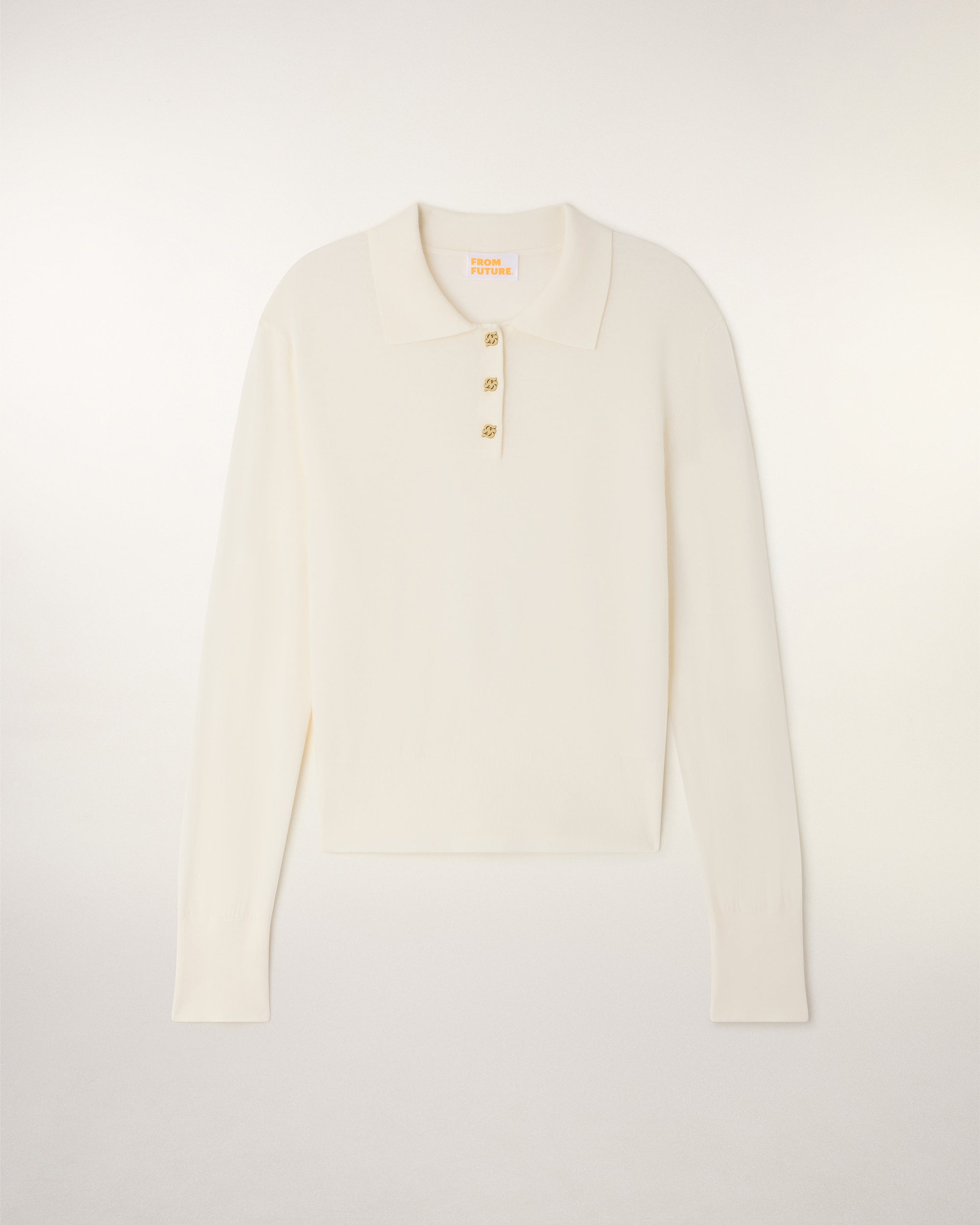 Polo Neck Sweater with Gold Buttons (S26 / FEMME / Ecru / RWS