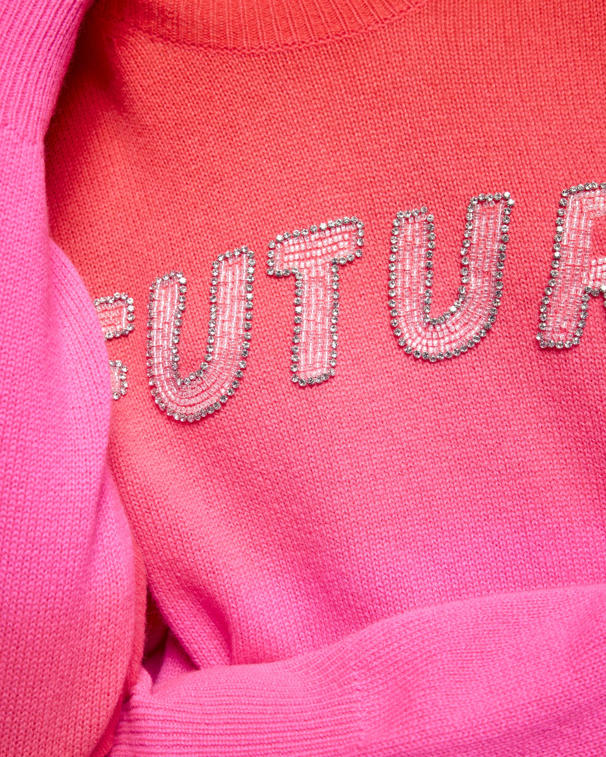 "FUTURE" Pearl Embroidered Crewneck Sweater (S26/ FEMME/ Fire Orange)