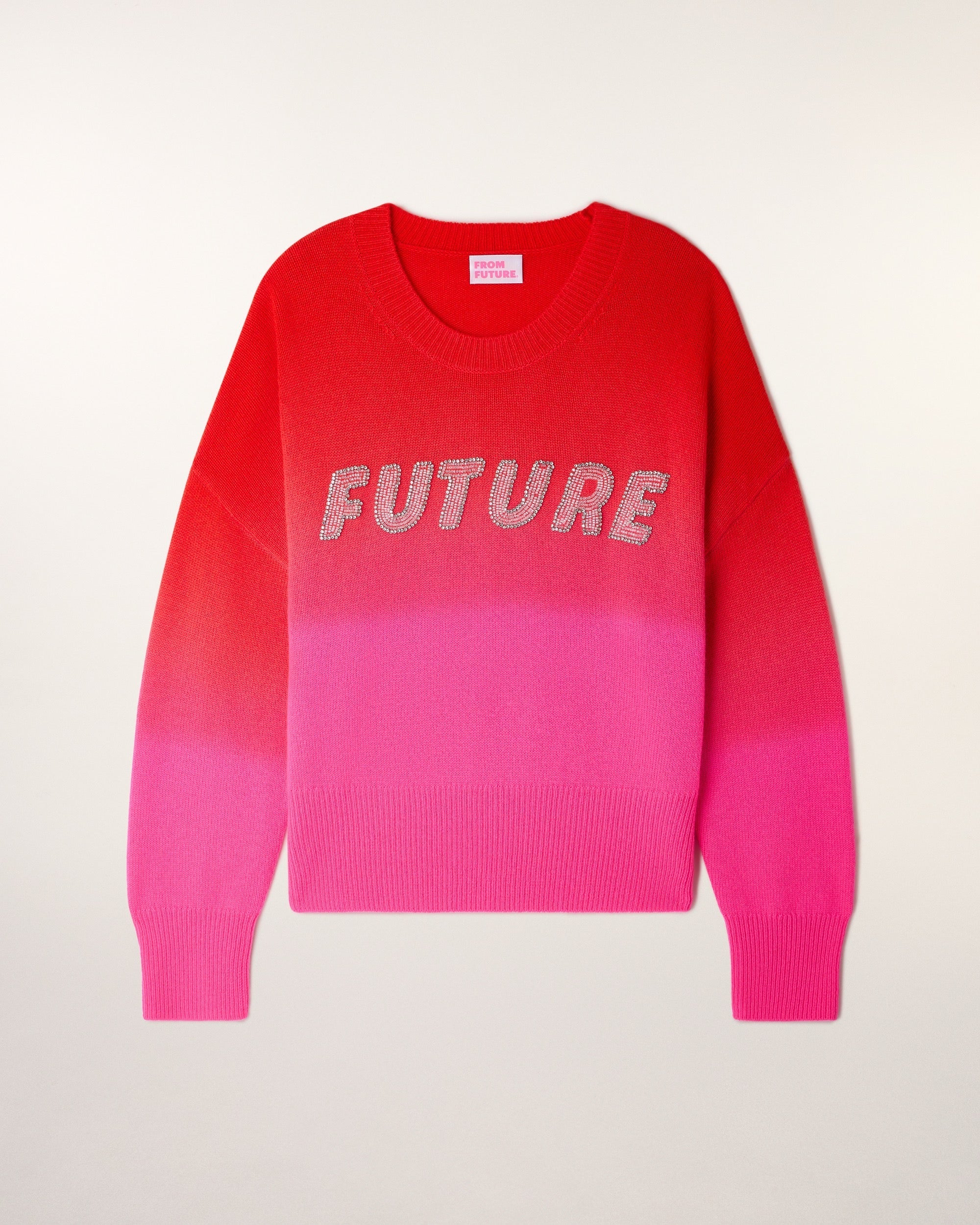 "FUTURE" Pearl Embroidered Crewneck Sweater (S26/ FEMME/ Fire Orange)