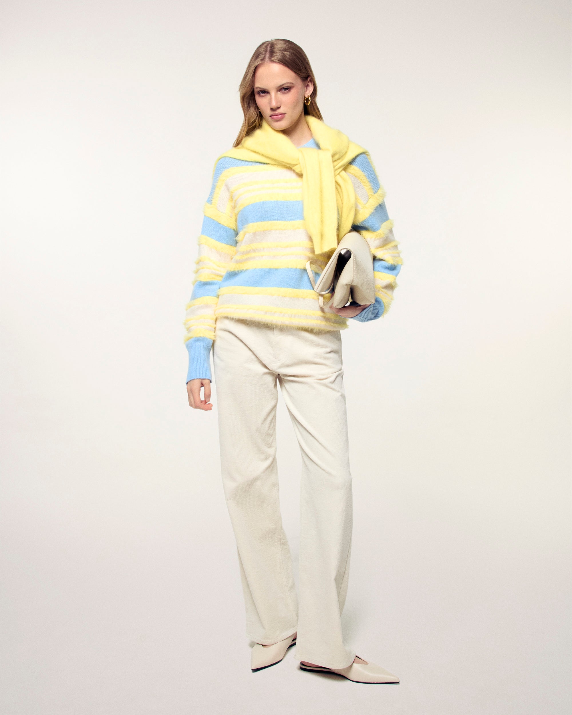 Brushed Striped Oversize Cashmere Sweater (S26 / FEMME / Multico)