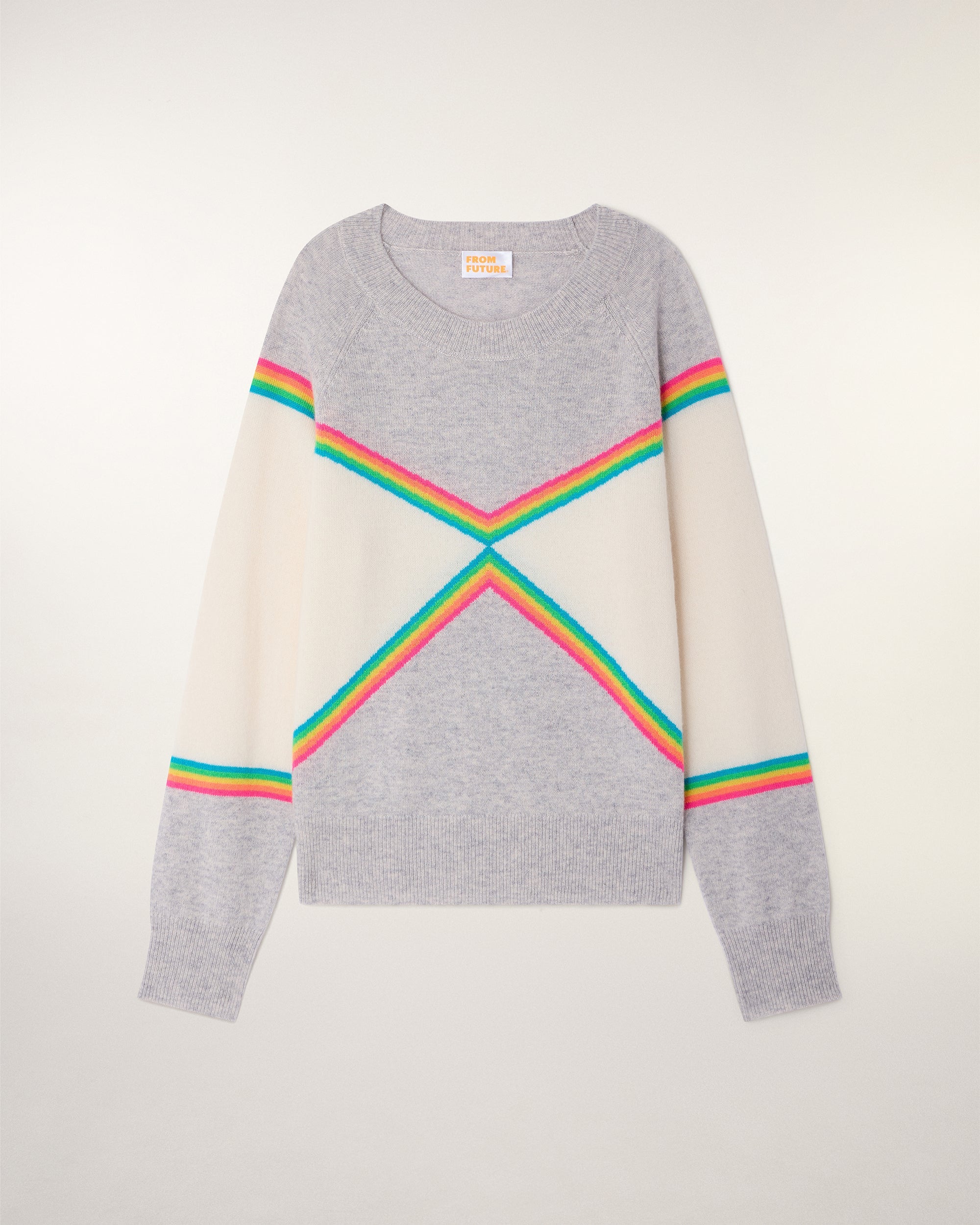 Multicolored Striped Crewneck Sweater (S26/ FEMME/ Gris Chiné Clair)