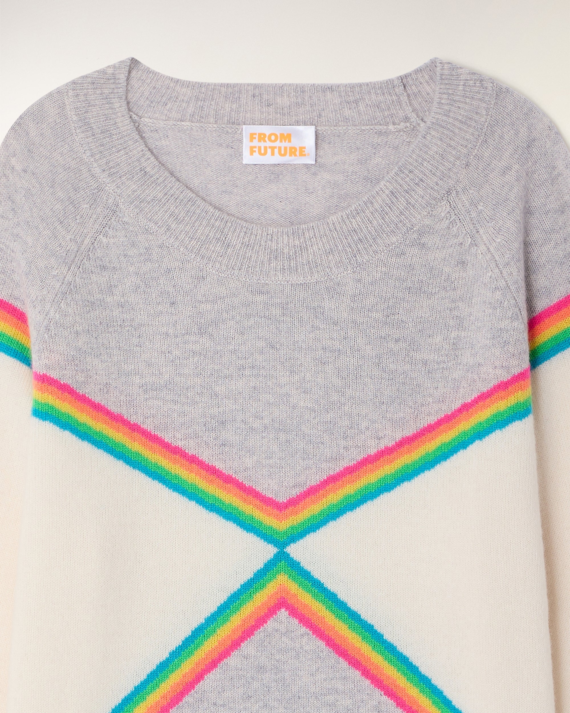 Multicolored Striped Crewneck Sweater (S26/ FEMME/ Gris Chiné Clair)