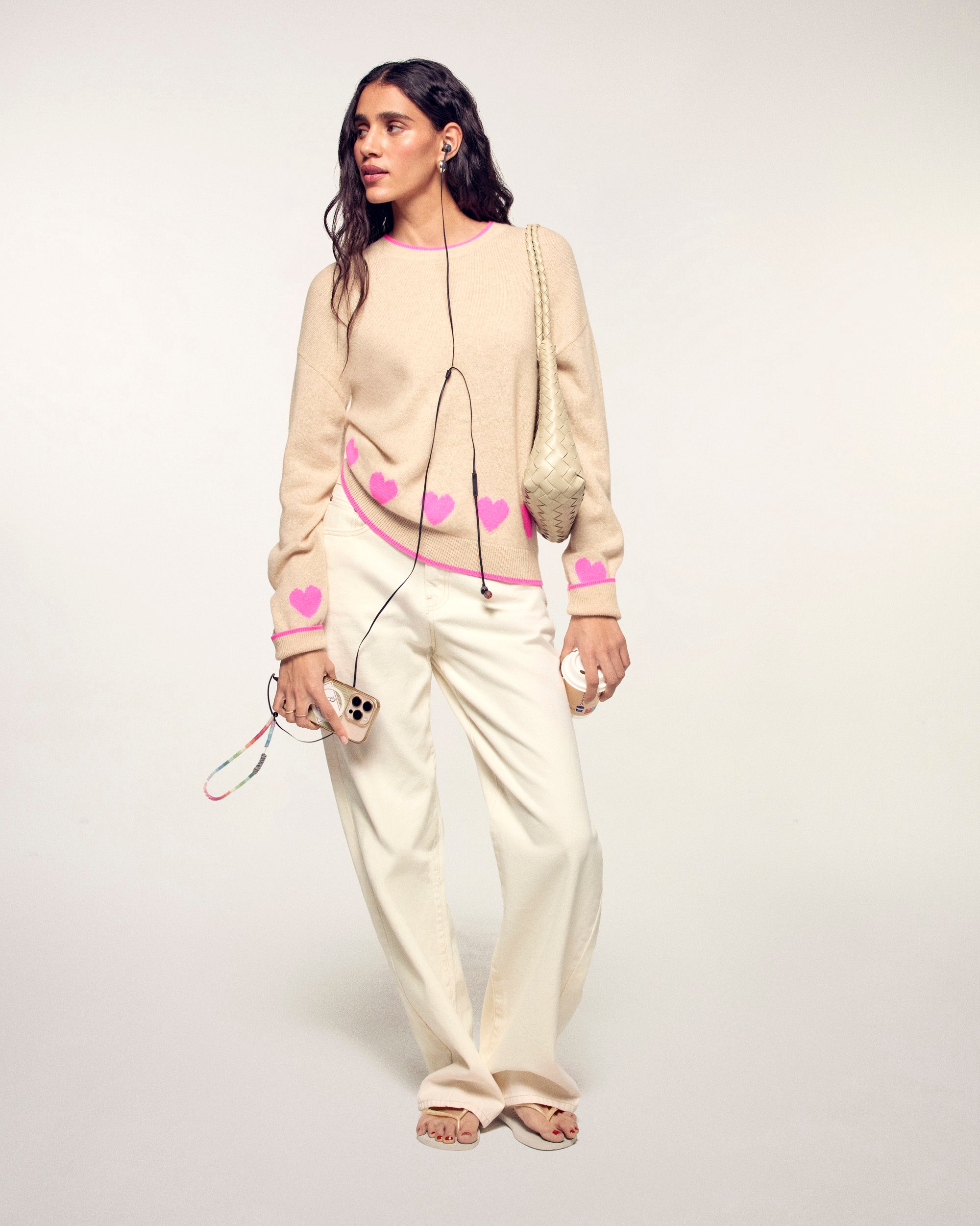 Heart Crewneck Sweater (S26 / FEMME / Beige Chiné)
