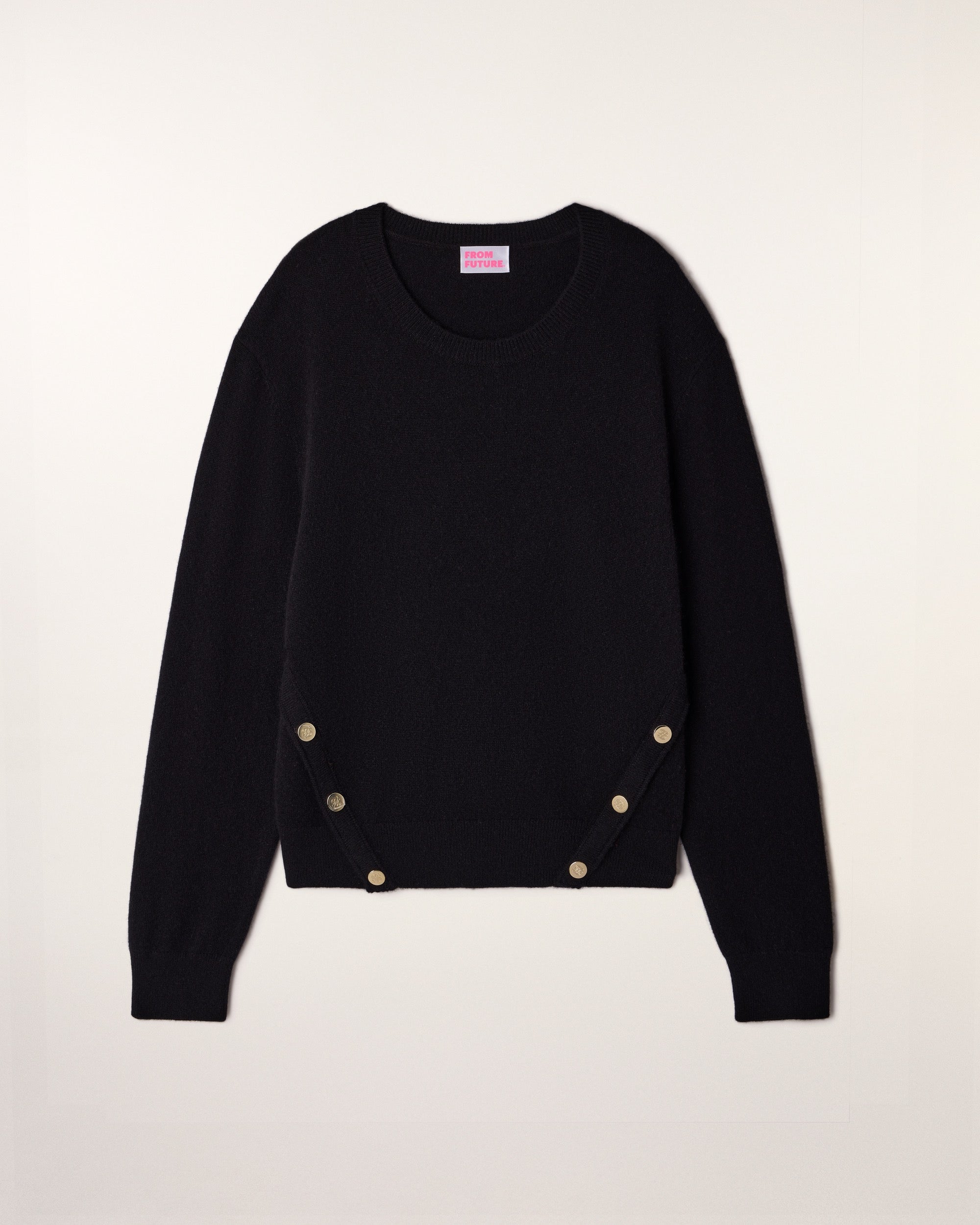 Gold Button Crewneck Sweater (S26/ FEMME/ Noir)