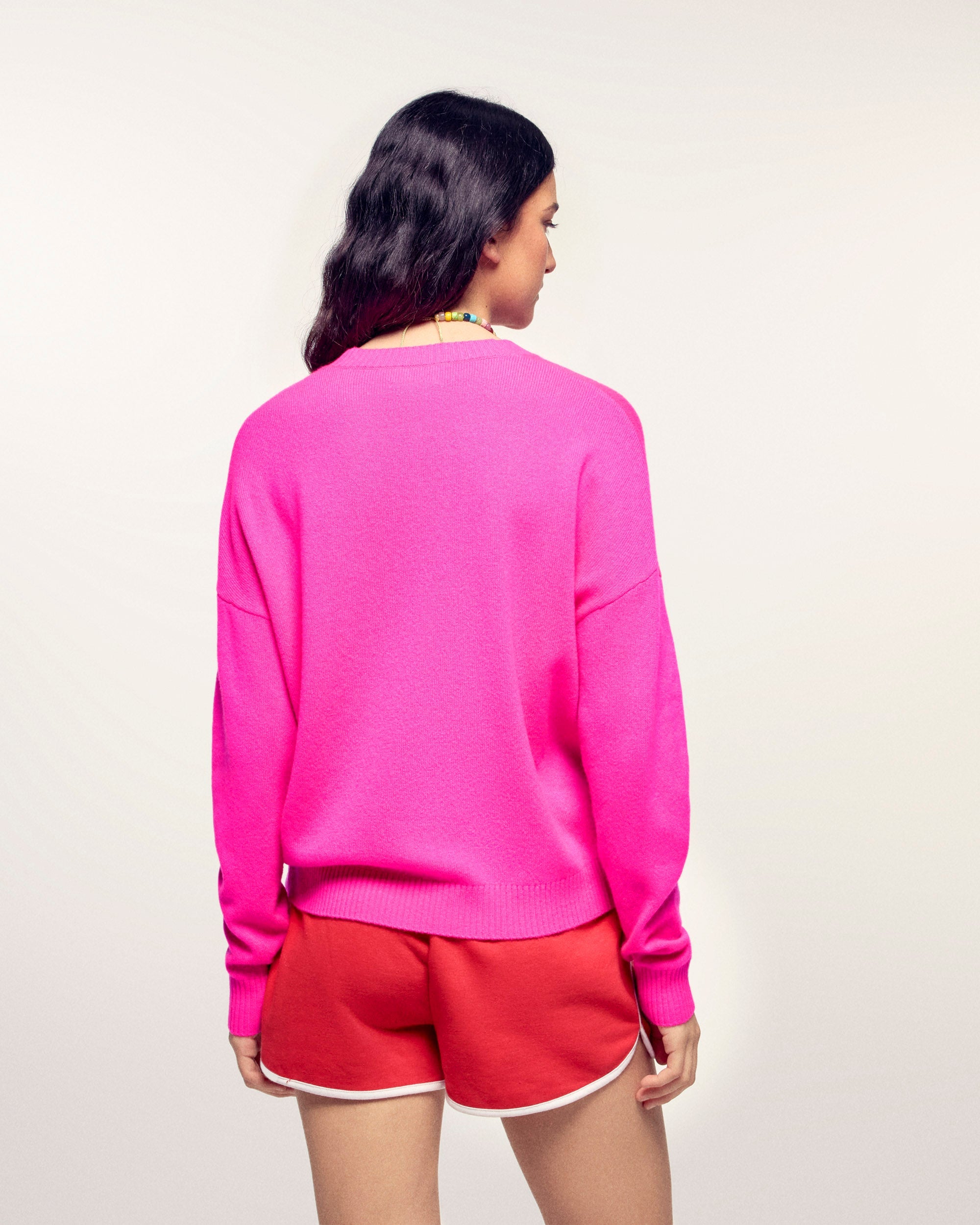 Future Intarsia Motif Crewneck Sweater (S26/ FEMME/ Flash Pink)